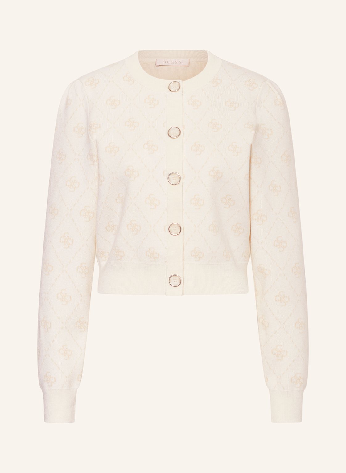 Guess Cropped-Strickjacke Sarah weiss Guess Cropped-Strickjacke Sarah weiss von Guess