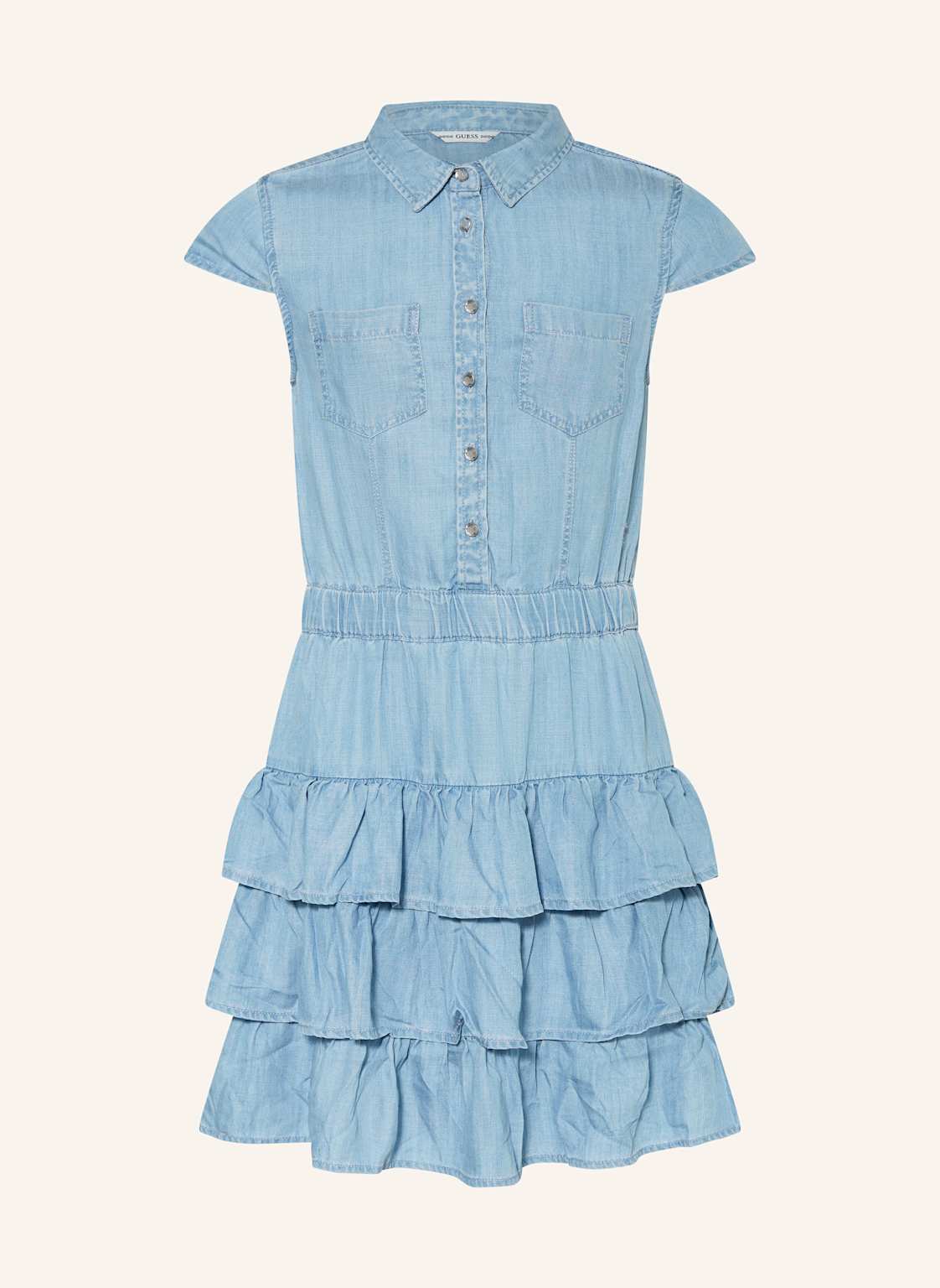 Guess Hemdblusenkleid In Jeansoptik Mit Rüschen blau Guess Hemdblusenkleid In Jeansoptik Mit Rüschen blau von Guess