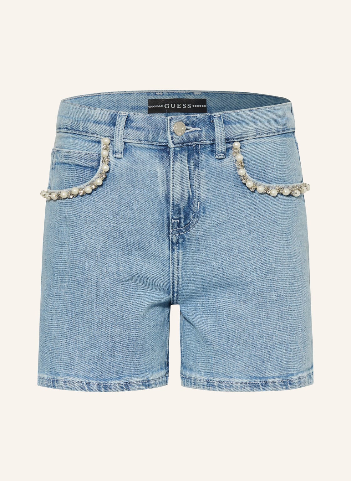 Guess Jeansshorts Mit Schmucksteinen Und Schmuckperlen blau von Guess