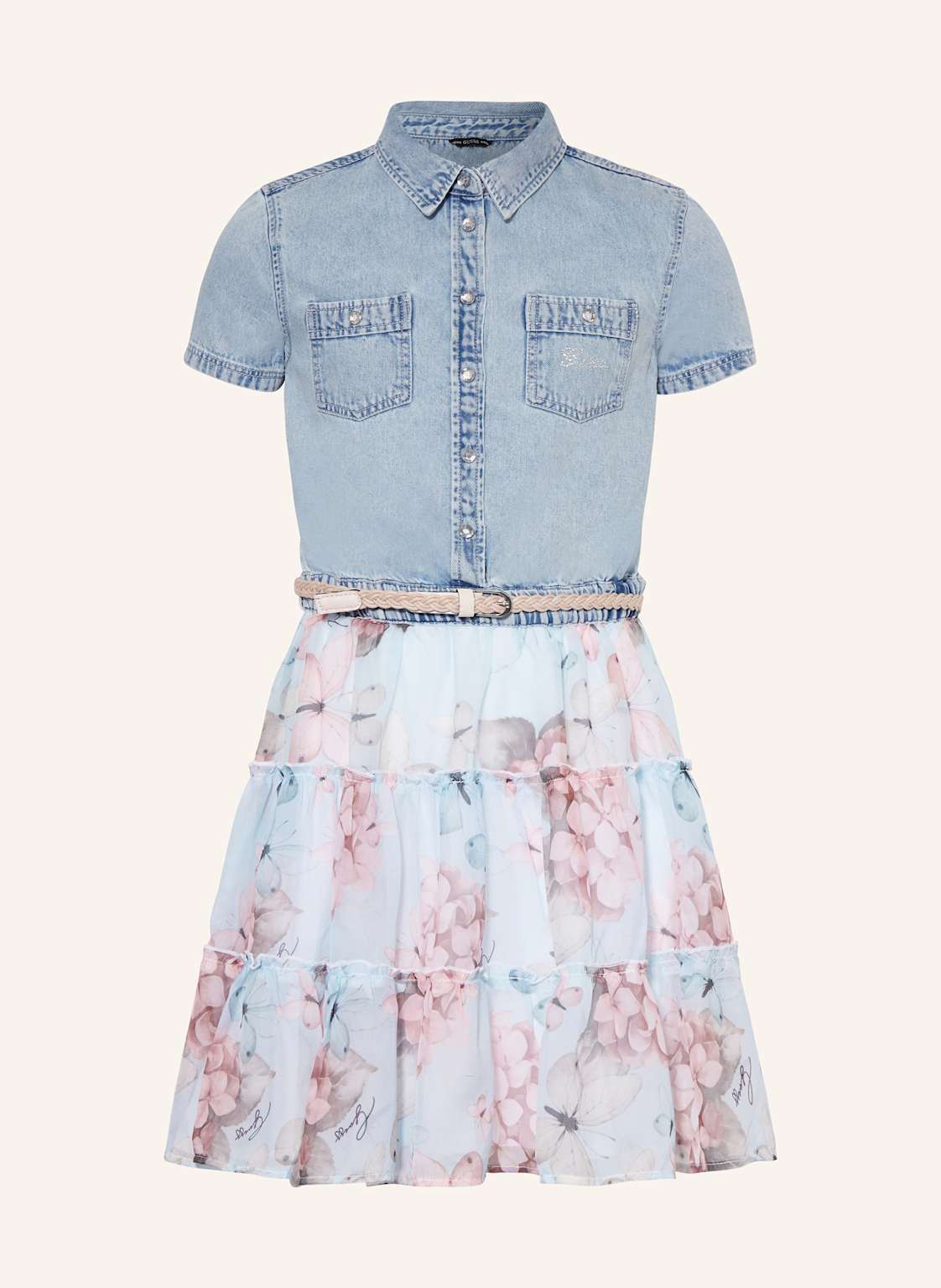 Guess Kleid Im Materialmix Mit Volants blau Guess Kleid Im Materialmix Mit Volants blau von Guess