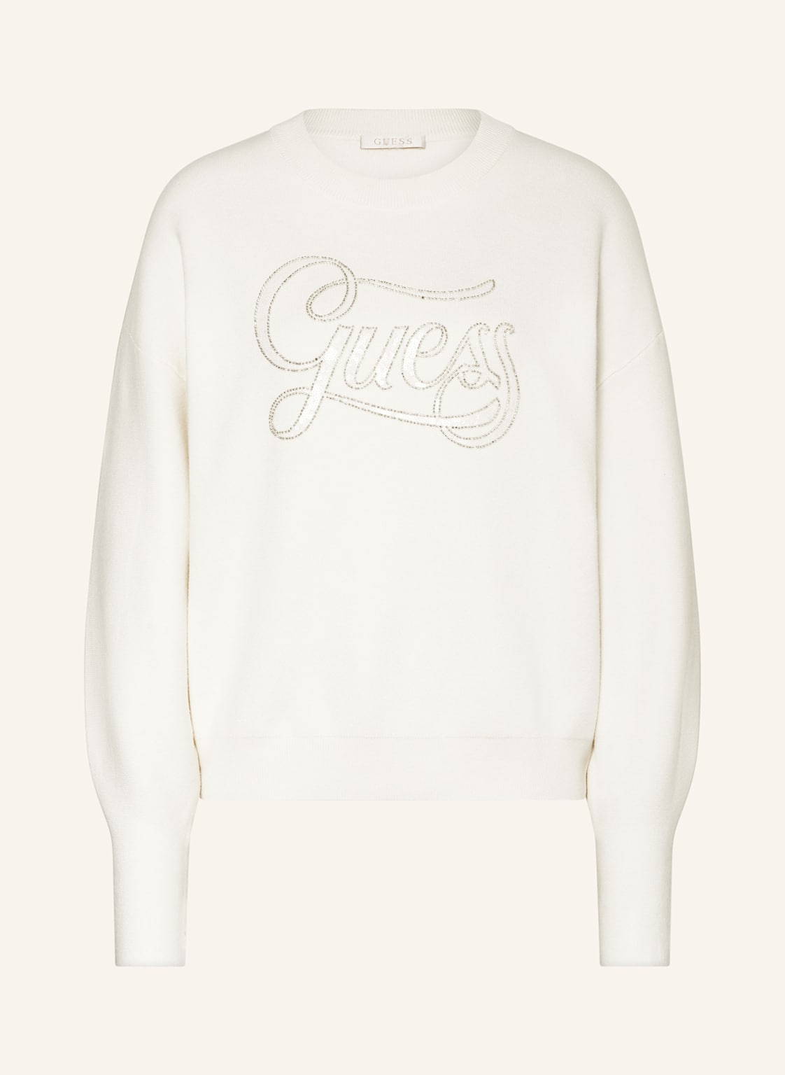 Guess Pullover Laura Mit Schmuckperlen Und Pailletten weiss von Guess