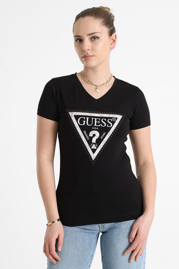 Guess Python Triangle T-Shirt | Jet Black | Damen  | L von Guess