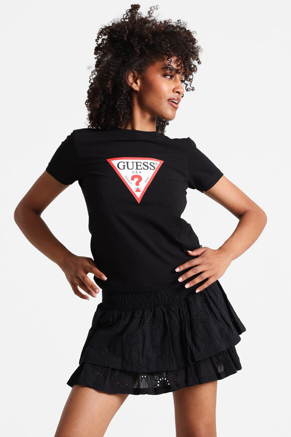 Guess Slim Iconic T-Shirt | Jet Black | Damen  | L von Guess