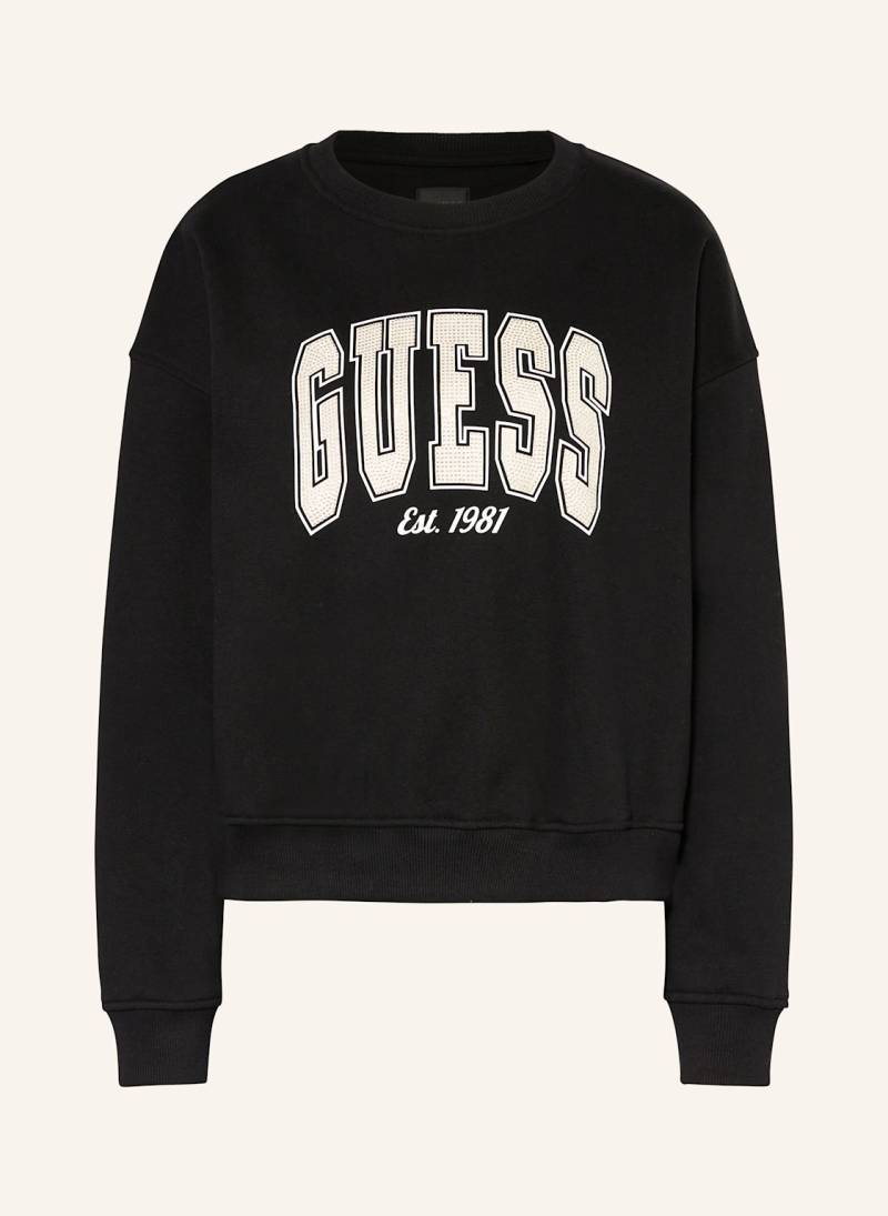 Guess Sweatshirt Mit Schmucksteinen schwarz von Guess