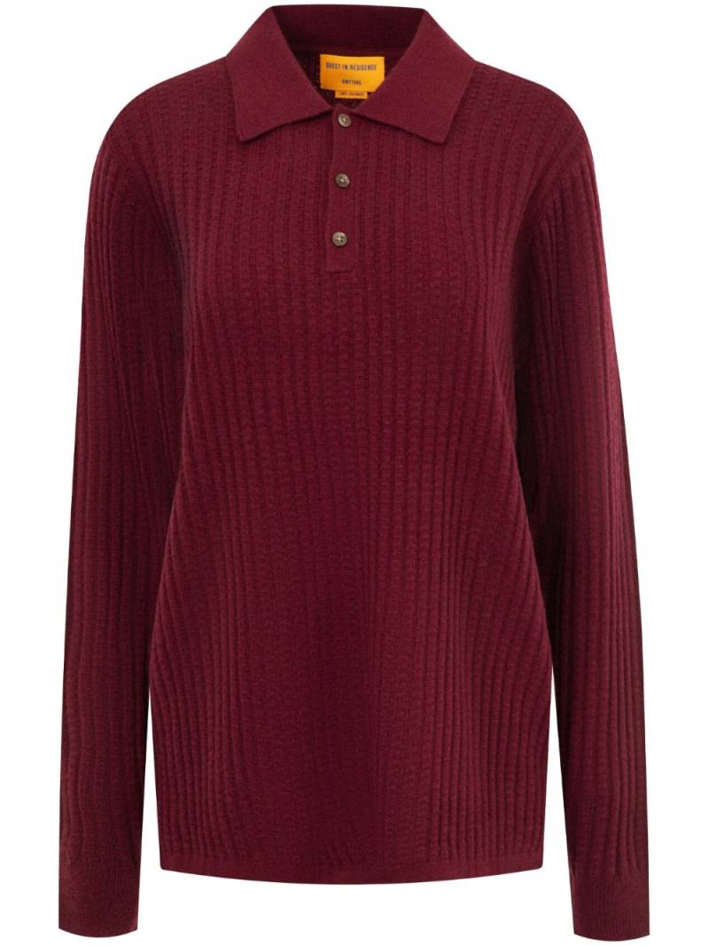 Guest In Residence Theo Waffle cashmere polo shirt - Red von Guest In Residence