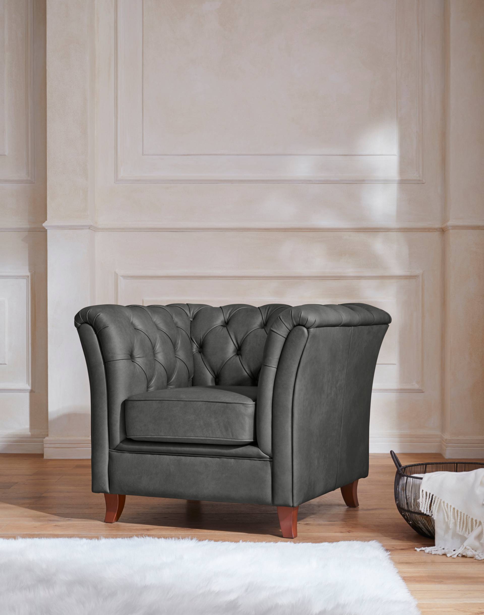 Home affaire Chesterfield-Sessel »Reims Cocktailsessel, Sessel«, mit echter Chesterfield-Knopfheftung, hochwertige Verarbeitung von home affaire