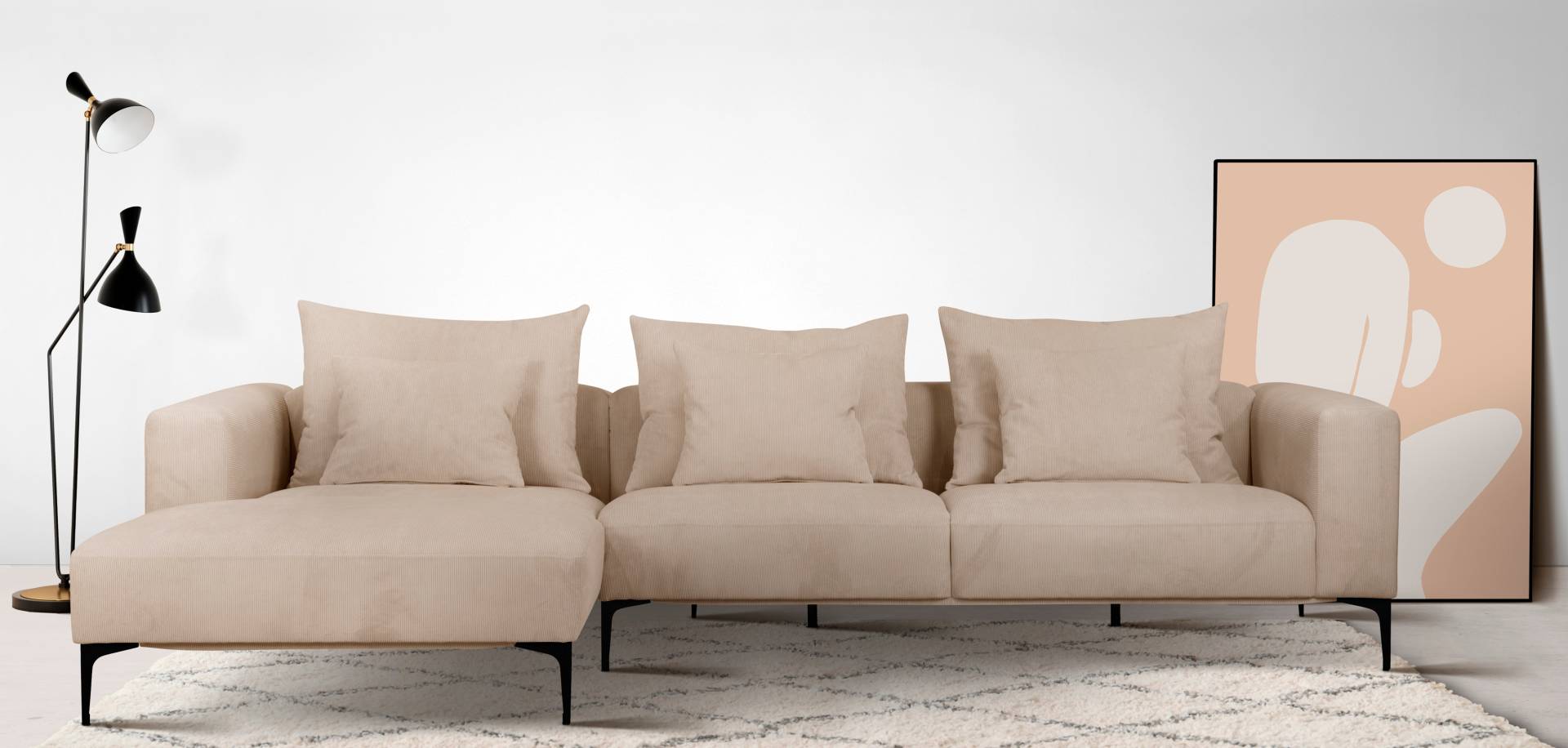 Guido Maria Kretschmer Home&Living Ecksofa »BENTE L-Form«, wahlweise Recamiere links oder rechts, mit schwarzen Metallfüssen von Guido Maria Kretschmer Home&Living