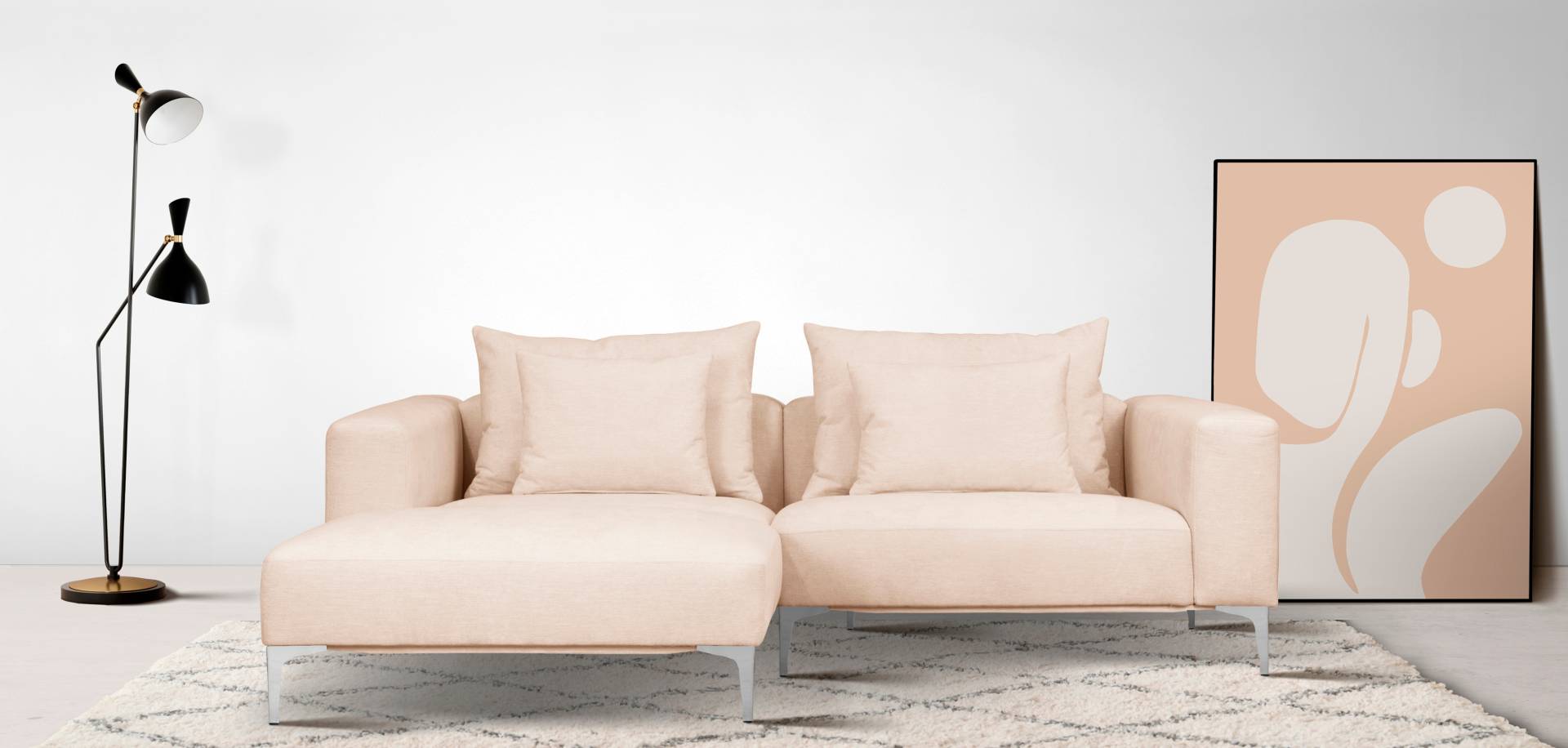 Guido Maria Kretschmer Home&Living Ecksofa »JANTE L-Form«, wahlweise Recamiere links oder rechts, mit Chromfüssen von Guido Maria Kretschmer Home&Living