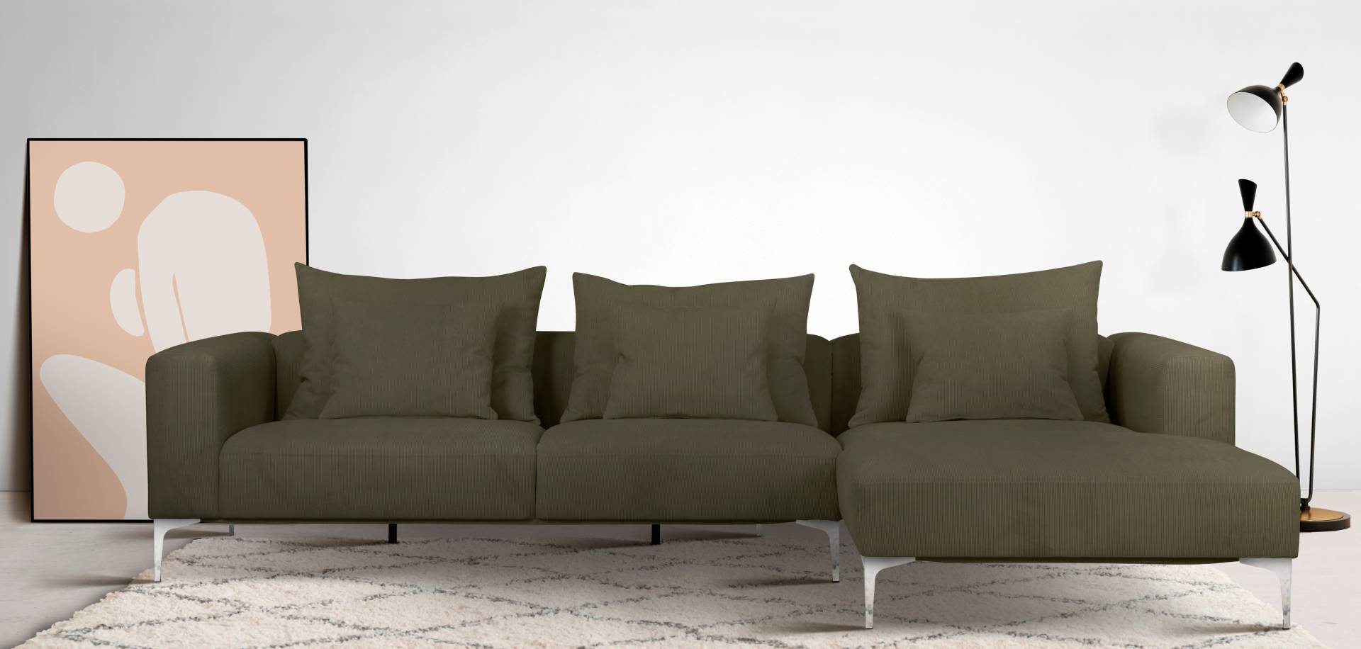 Guido Maria Kretschmer Home&Living Ecksofa »JANTE L-Form«, wahlweise Recamiere links oder rechts, mit Chromfüssen von Guido Maria Kretschmer Home&Living