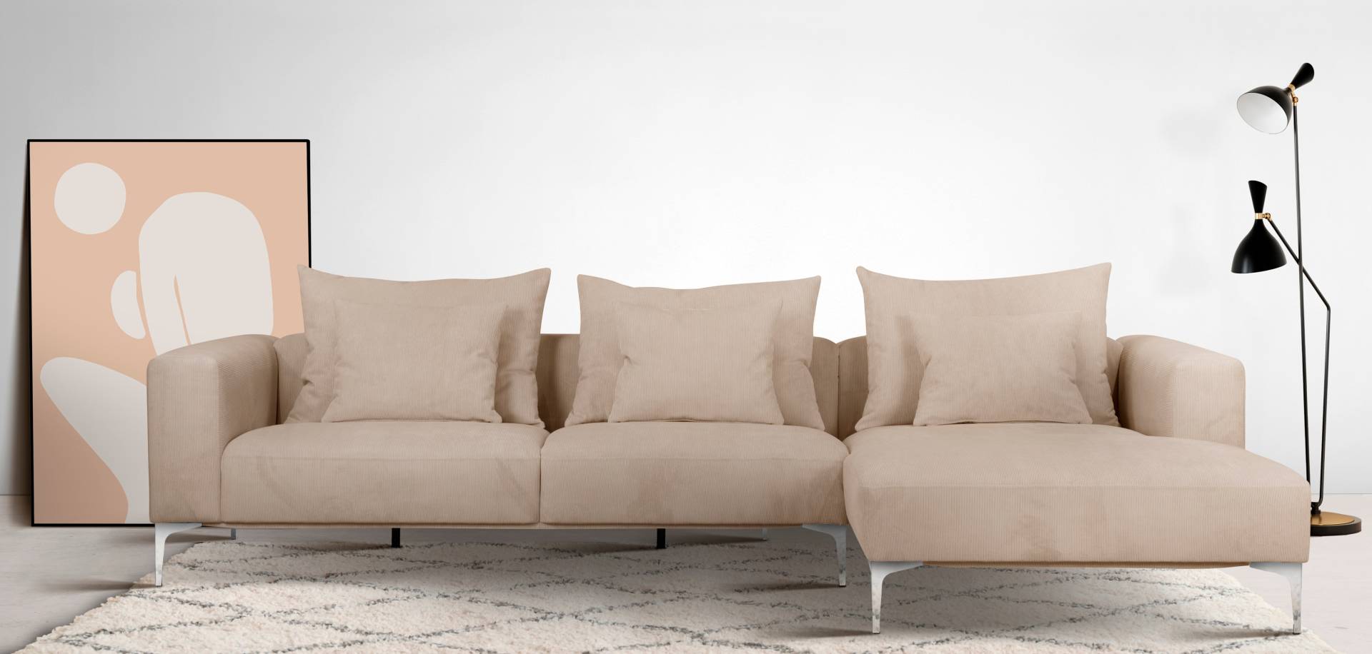 Guido Maria Kretschmer Home&Living Ecksofa »JANTE L-Form«, wahlweise Recamiere links oder rechts, mit Chromfüssen von Guido Maria Kretschmer Home&Living