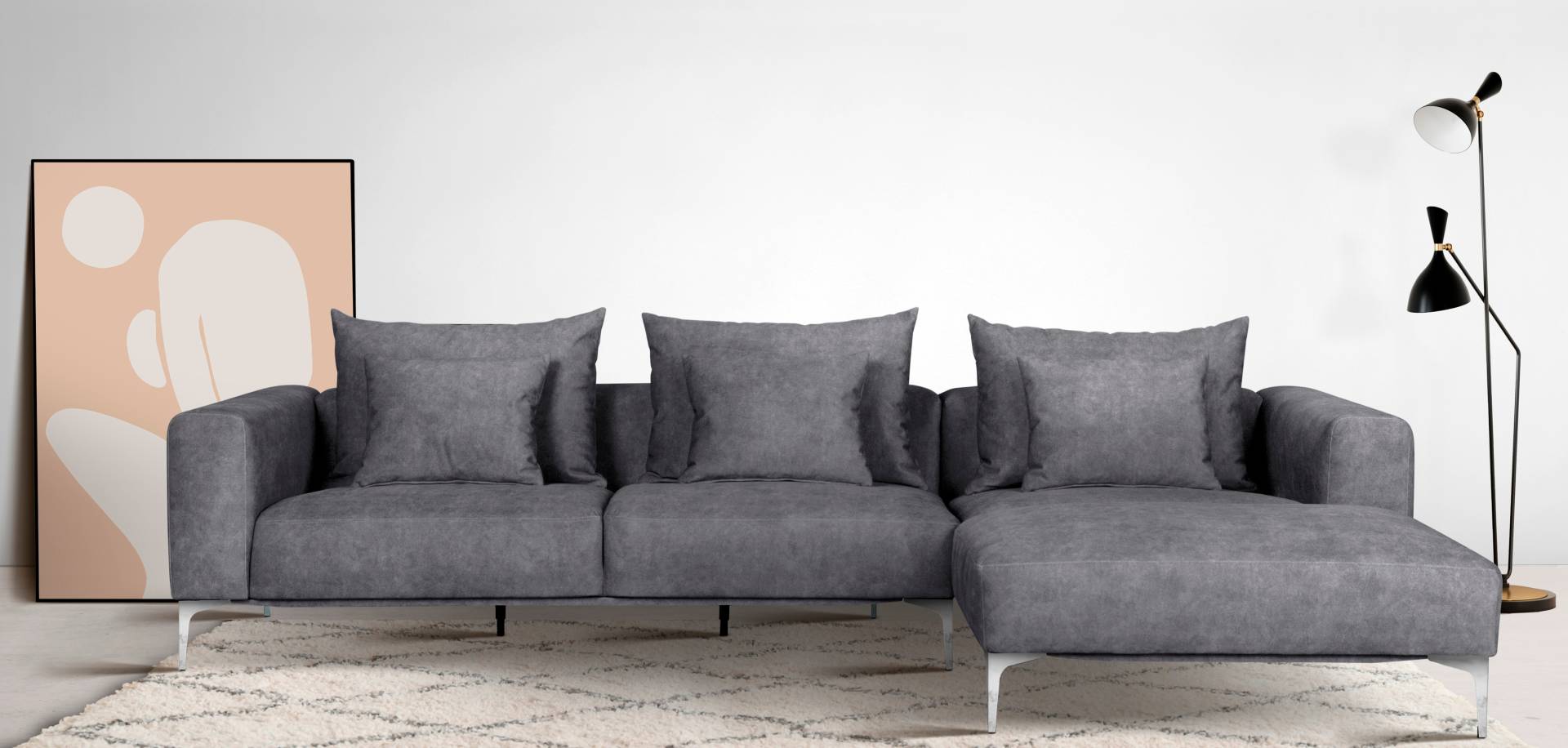 Guido Maria Kretschmer Home&Living Ecksofa »JANTE L-Form«, wahlweise Recamiere links oder rechts, mit Chromfüssen von Guido Maria Kretschmer Home&Living