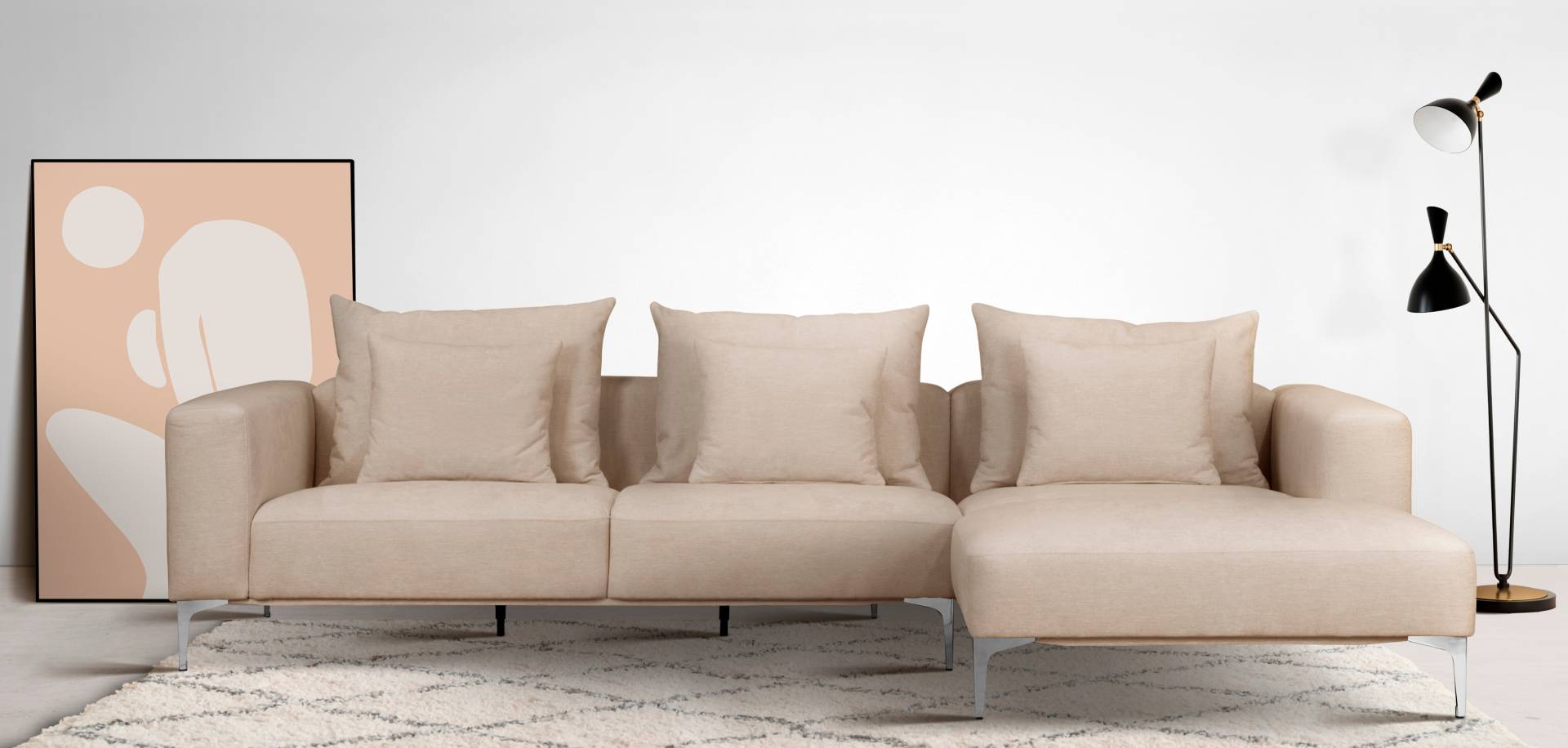 Guido Maria Kretschmer Home&Living Ecksofa »JANTE L-Form«, wahlweise Recamiere links oder rechts, mit Chromfüssen von Guido Maria Kretschmer Home&Living