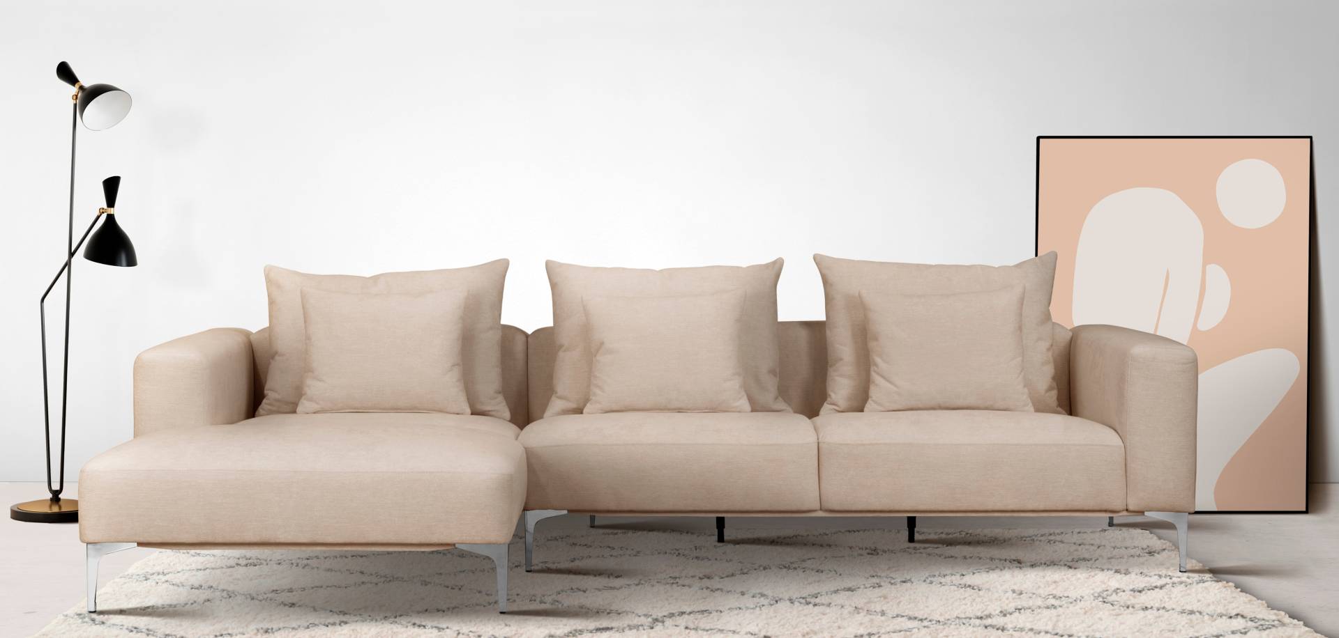 Guido Maria Kretschmer Home&Living Ecksofa »JANTE L-Form«, wahlweise Recamiere links oder rechts, mit Chromfüssen von Guido Maria Kretschmer Home&Living