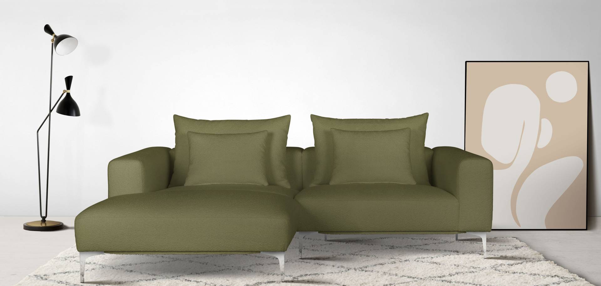 Guido Maria Kretschmer Home&Living Ecksofa »JANTE L-Form«, wahlweise Recamiere links oder rechts, mit Chromfüssen von Guido Maria Kretschmer Home&Living