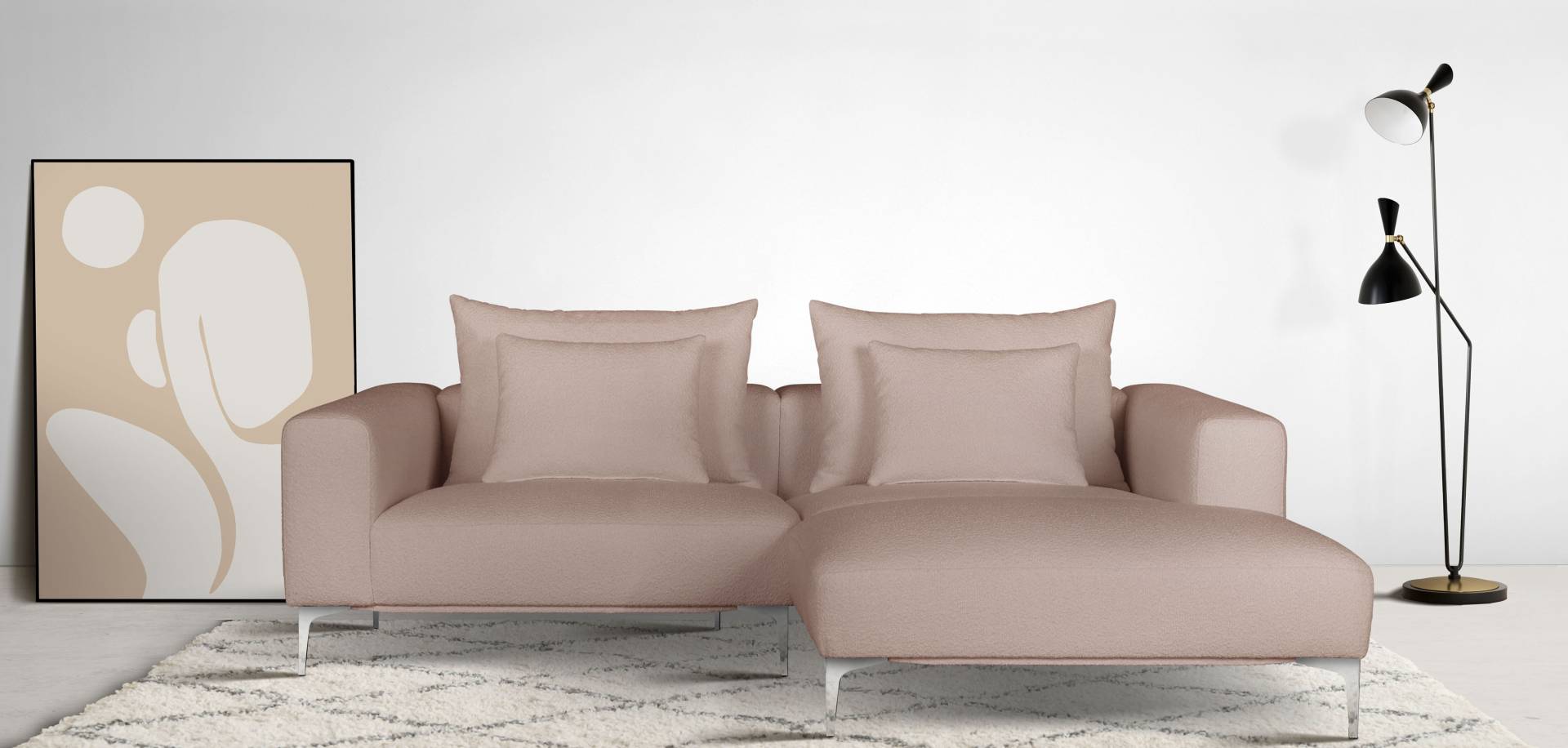 Guido Maria Kretschmer Home&Living Ecksofa »JANTE L-Form«, wahlweise Recamiere links oder rechts, mit Chromfüssen von Guido Maria Kretschmer Home&Living