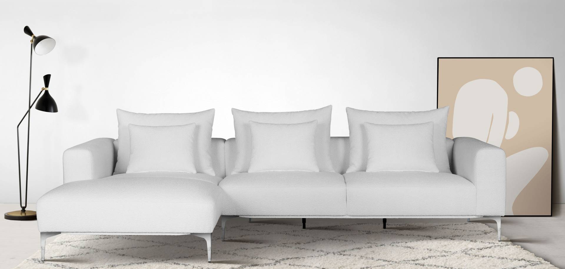 Guido Maria Kretschmer Home&Living Ecksofa »JANTE L-Form«, wahlweise Recamiere links oder rechts, mit Chromfüssen von Guido Maria Kretschmer Home&Living