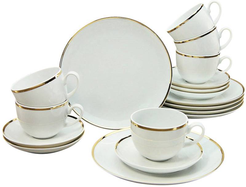 Guido Maria Kretschmer Home&Living Kaffeeservice »GMK Geschirr-Set Godi«, (Set, 18 tlg., Kaffeegeschirr für 6 Personen), Service, handbemalter Rand, 18 Teile, für 6 Personen von Guido Maria Kretschmer Home&Living