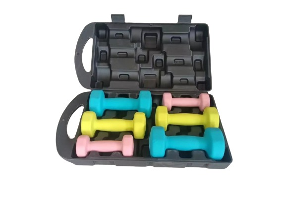 6x Gymnastikhanteln Set 12kg mit Koffer Vinyl Gusseisen von Gym Universe