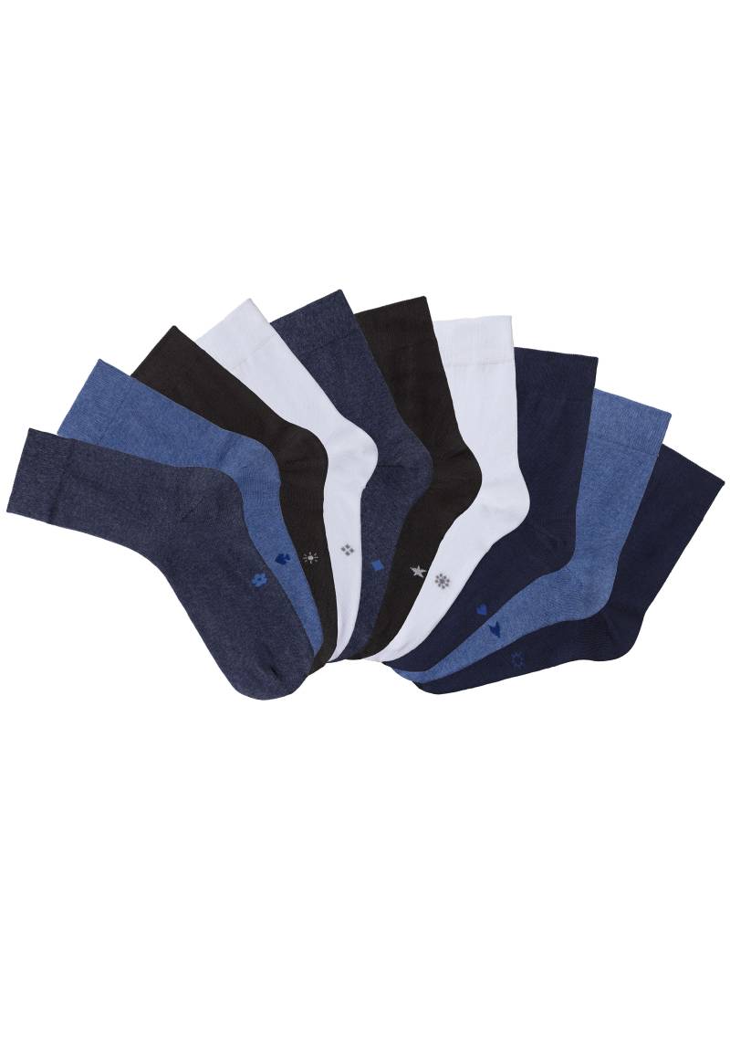 H.I.S Basicsocken, (Packung, 10 Paar), mit eingestrickten Symbolen von H.I.S