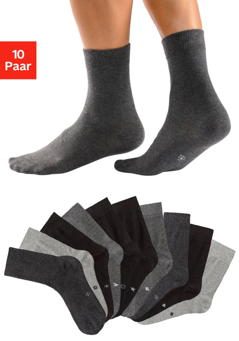 H.I.S Basicsocken, (Packung, 10 Paar), mit eingestrickten Symbolen von H.I.S