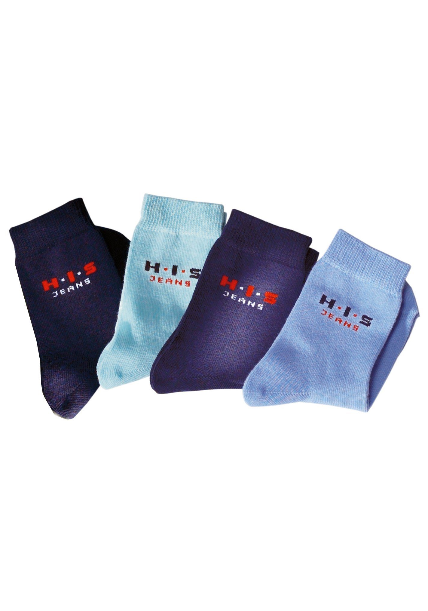 H.I.S Basicsocken, (4 Paar), mit kontrasfarbenem Logo von H.I.S