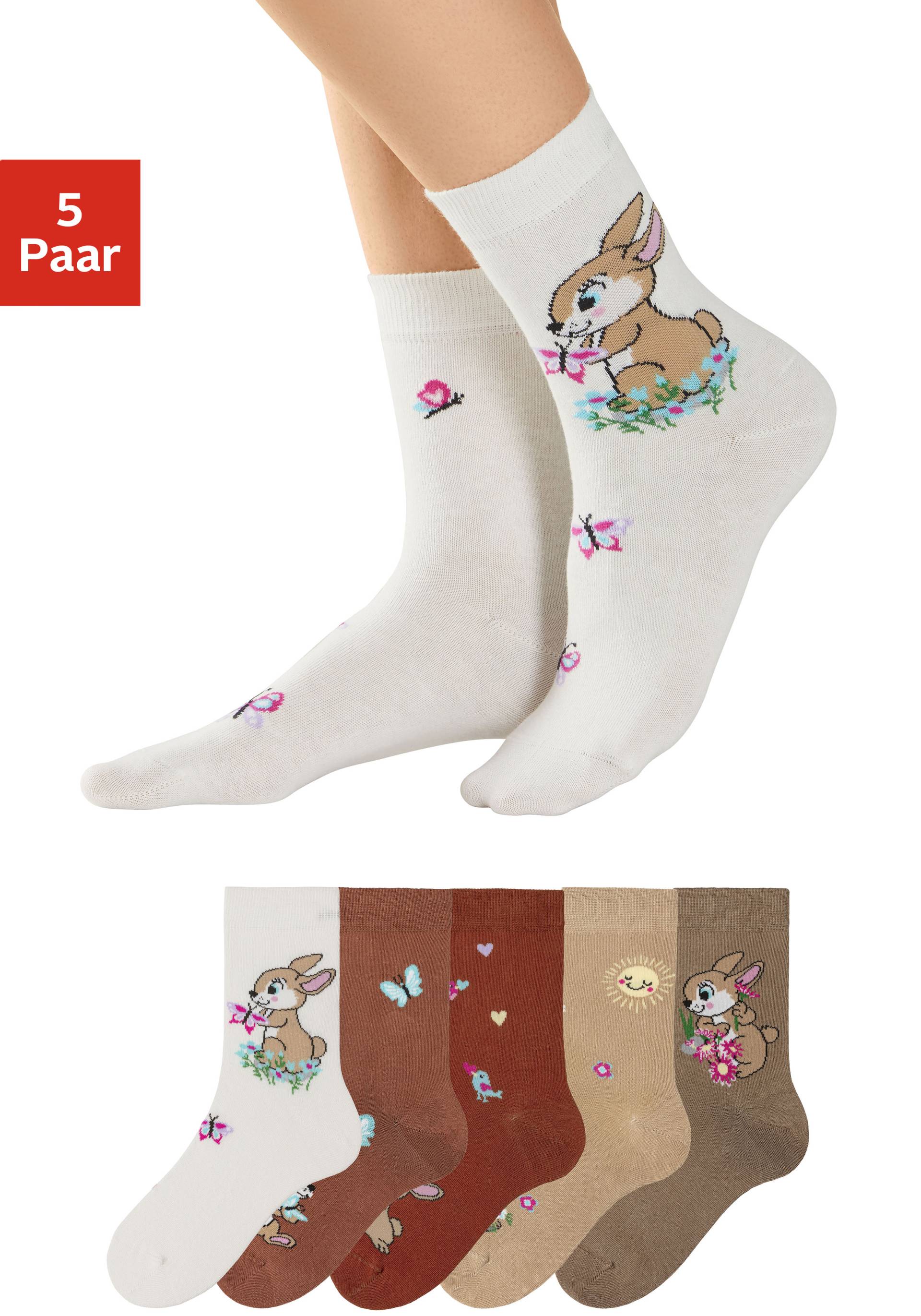 H.I.S Basicsocken, (Packung, 5 Paar), mit Hasen Motiven von H.I.S