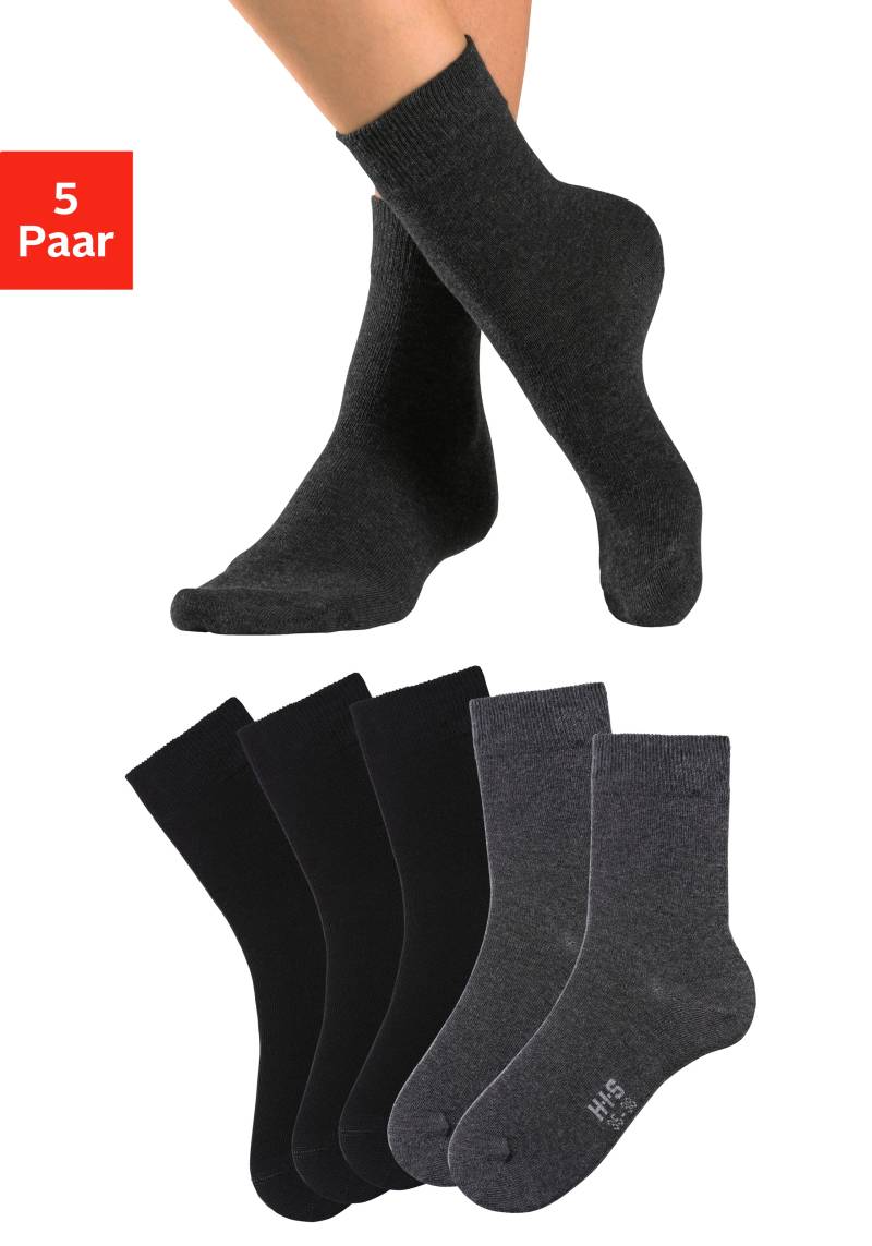 H.I.S Basicsocken, (Packung, 5 Paar), mit besonders weichem Bündchen von H.I.S