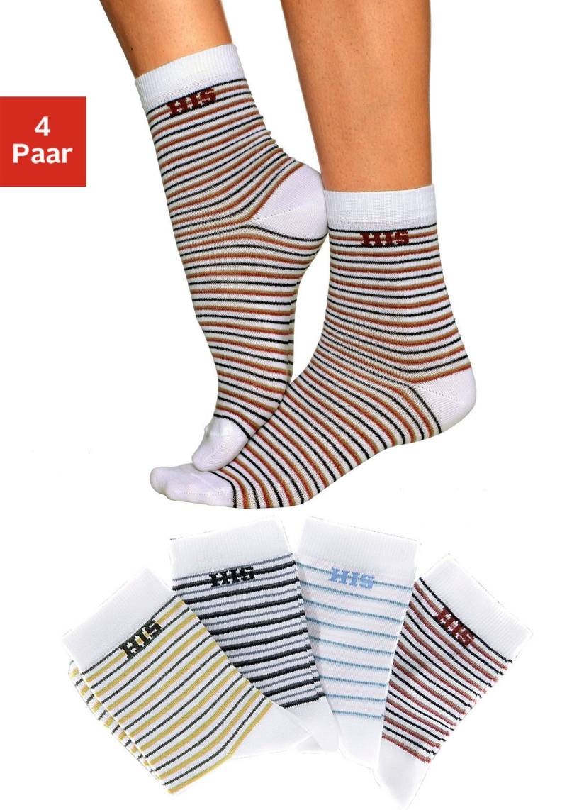 H.I.S Basicsocken, (Packung, 4 Paar), mit eingestricktem Markenlogo von H.I.S