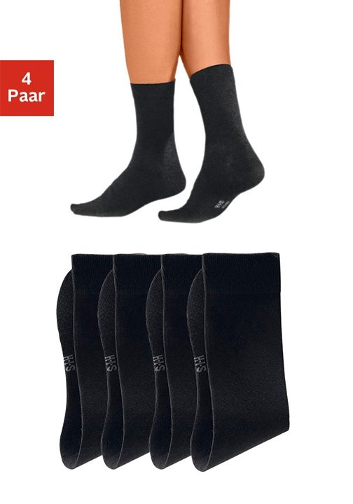 H.I.S Basicsocken, (Packung, 4 Paar), mit hohem Baumwollanteil von H.I.S