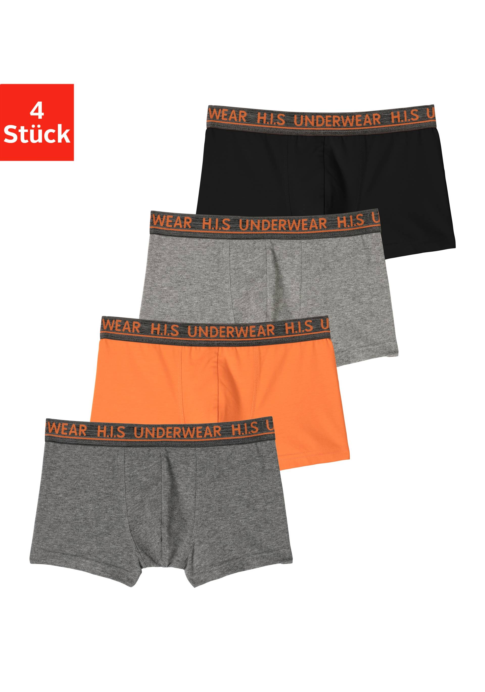 H.I.S Boxer »Boxershorts für Jungen«, (Packung, 4 St.), mit meliertem Logo Webbund von H.I.S