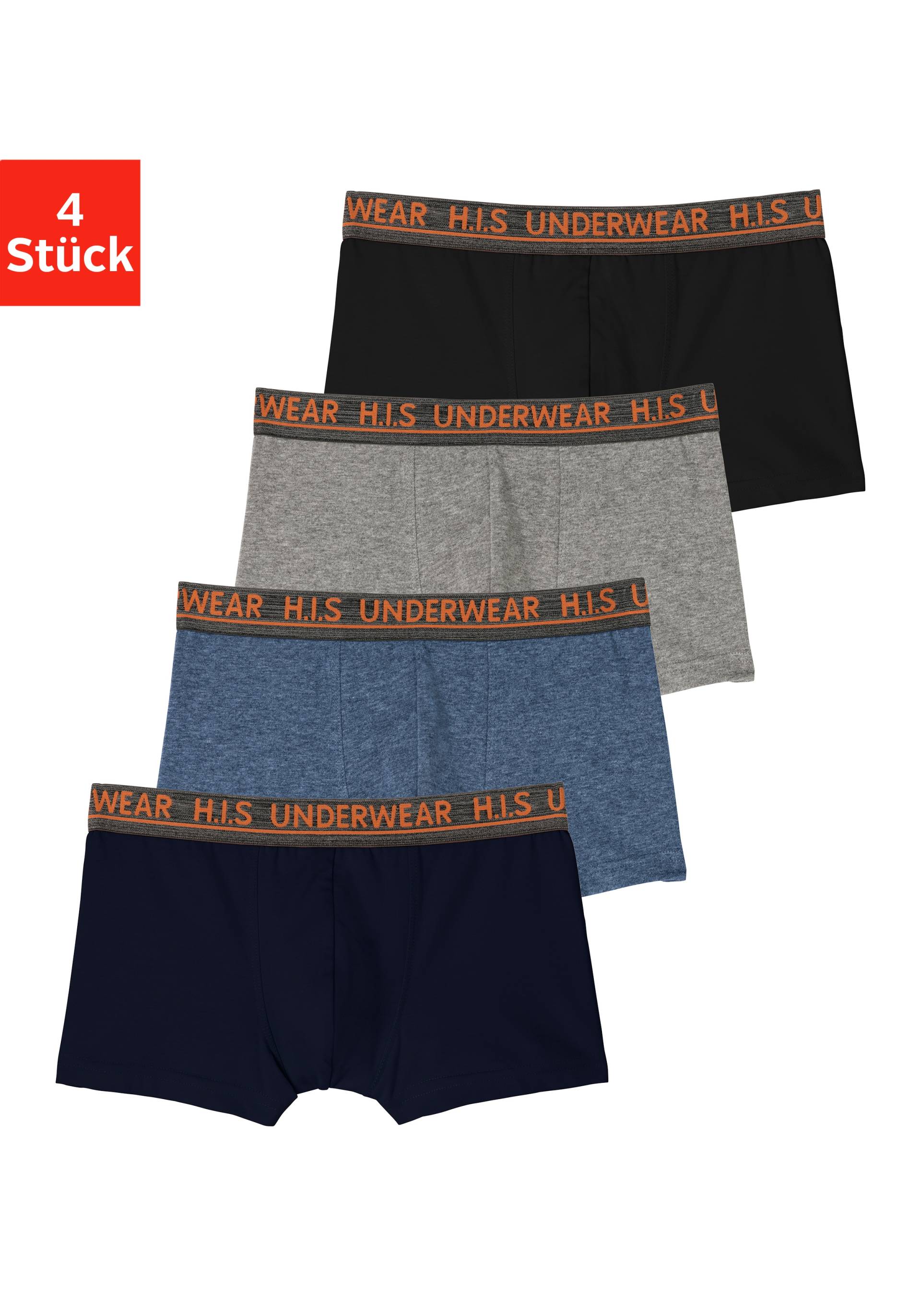 H.I.S Boxer »Boxershorts für Jungen«, (Packung, 4 St.), mit meliertem Logo Webbund von H.I.S