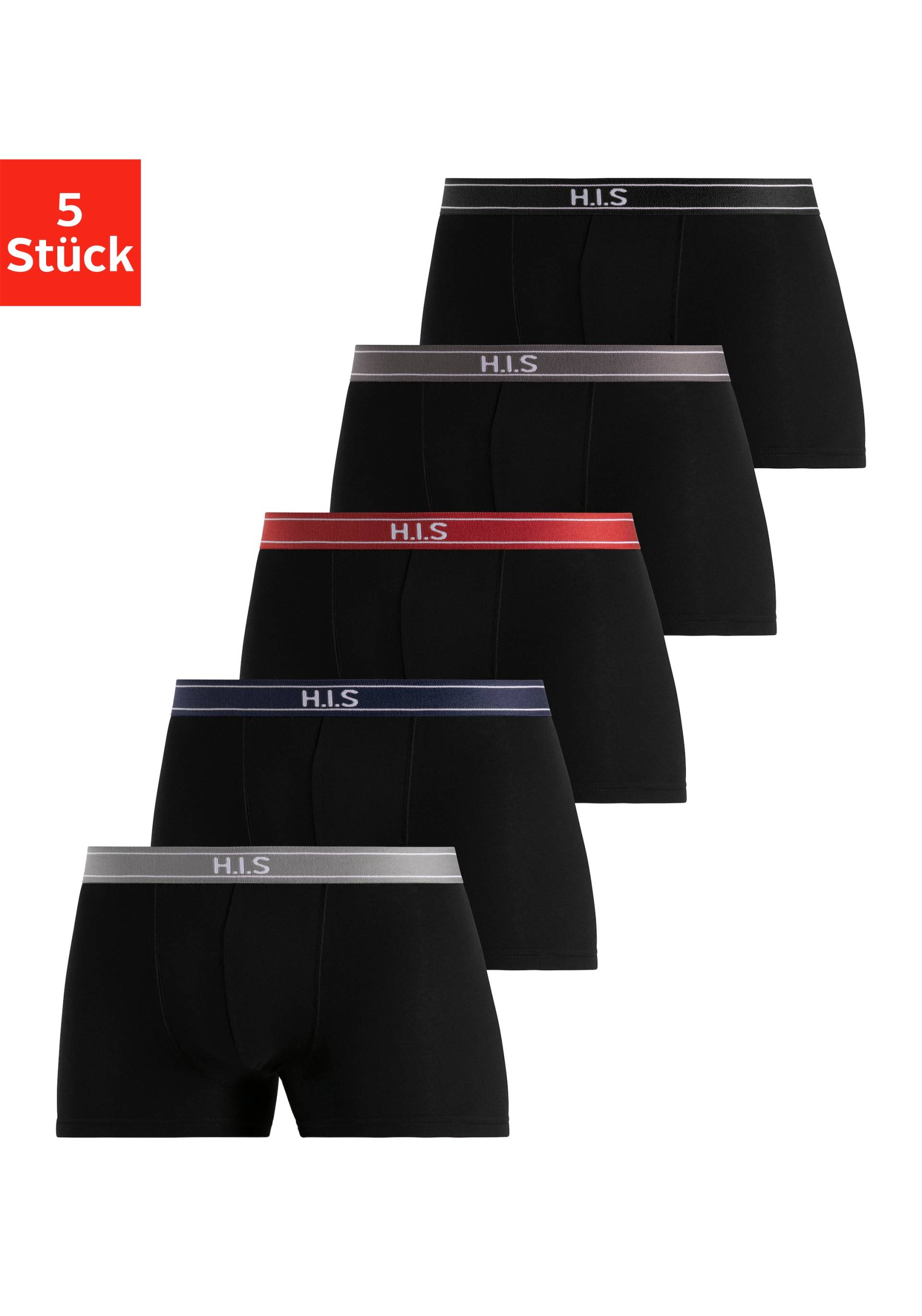 H.I.S Boxer »Boxershorts für Herren«, (Packung, 5 St.), mit Steifen und Logo im Bund von H.I.S