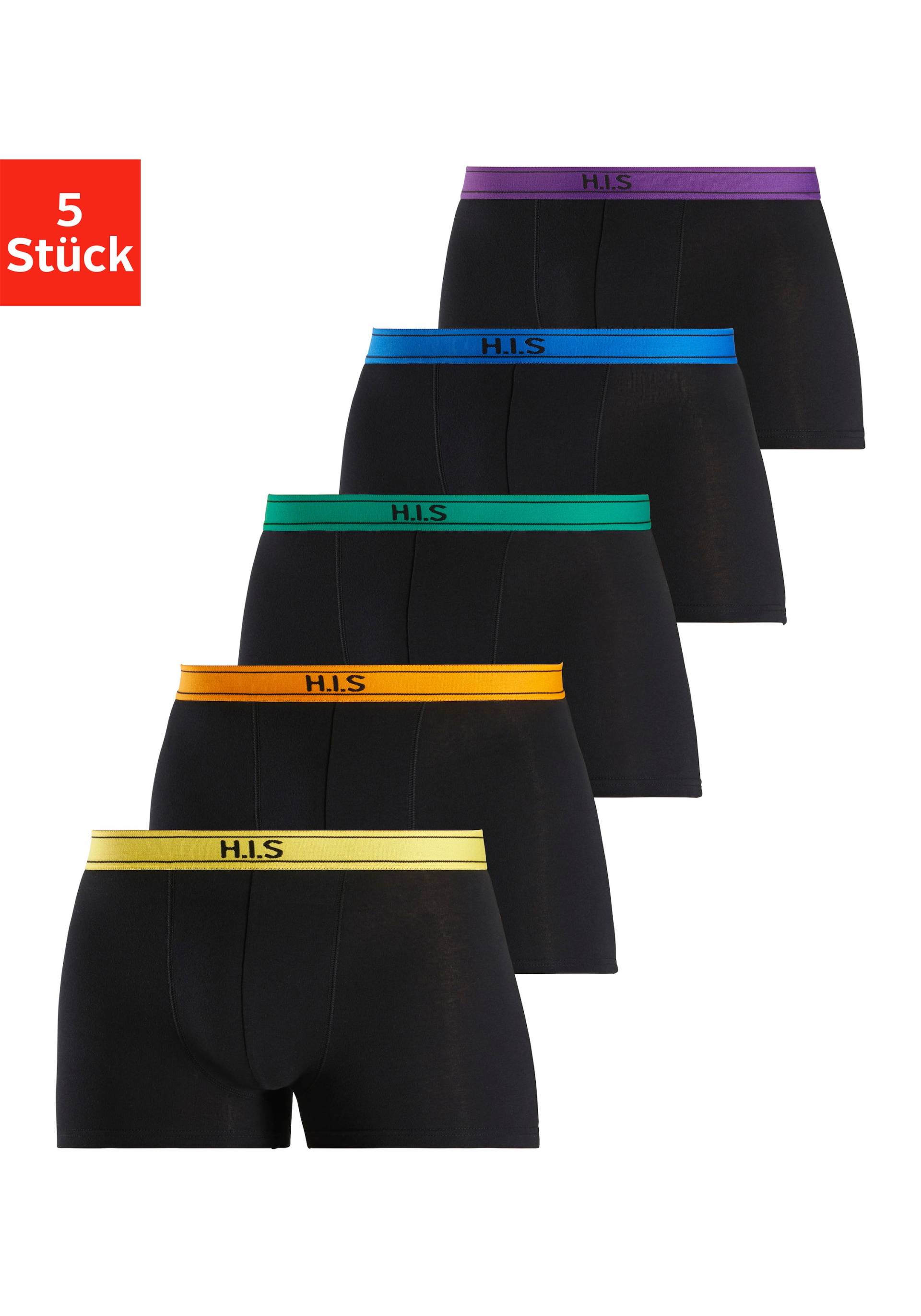 H.I.S Boxer »Boxershorts für Herren«, (Packung, 5 St.), mit Steifen und Logo im Bund von H.I.S