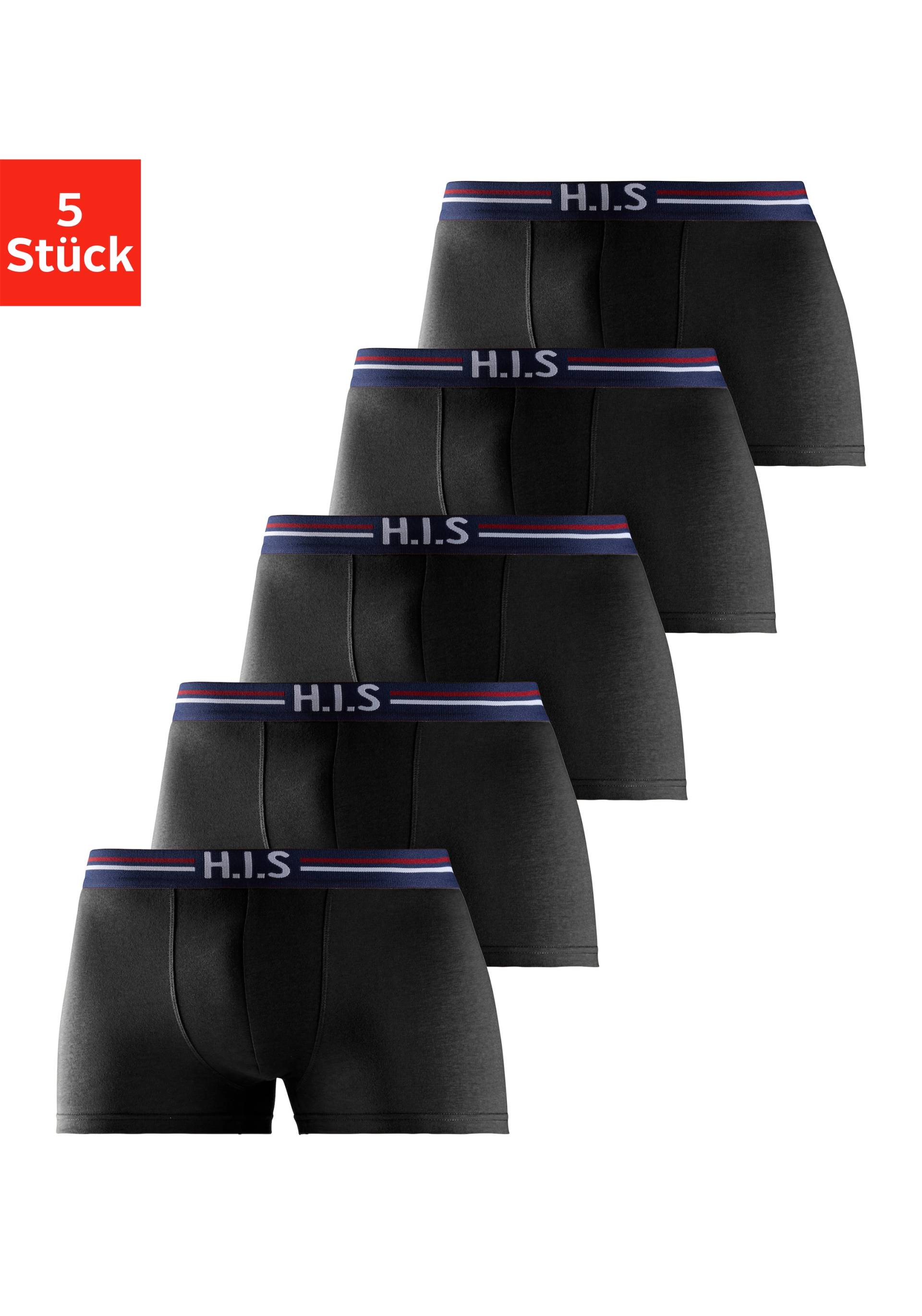 H.I.S Boxer »Boxershorts für Herren«, (Packung, 5 St.), mit Streifen und Markenlogo im Bund von H.I.S