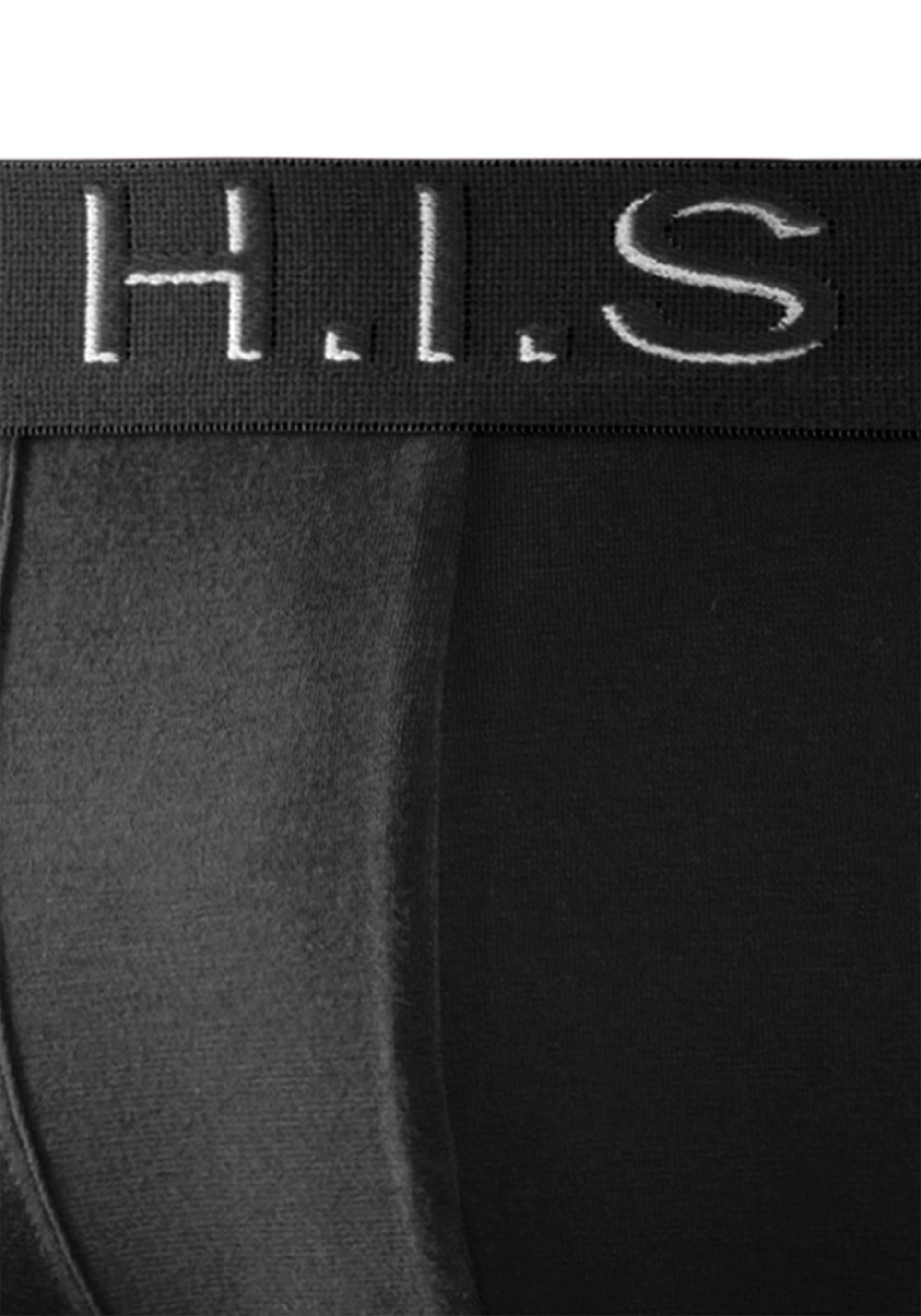 H.I.S Boxershorts, (Packung, 5 St.), in Hipster-Form am Webbund mit Logoschriftzug mit 3D Effekt von H.I.S