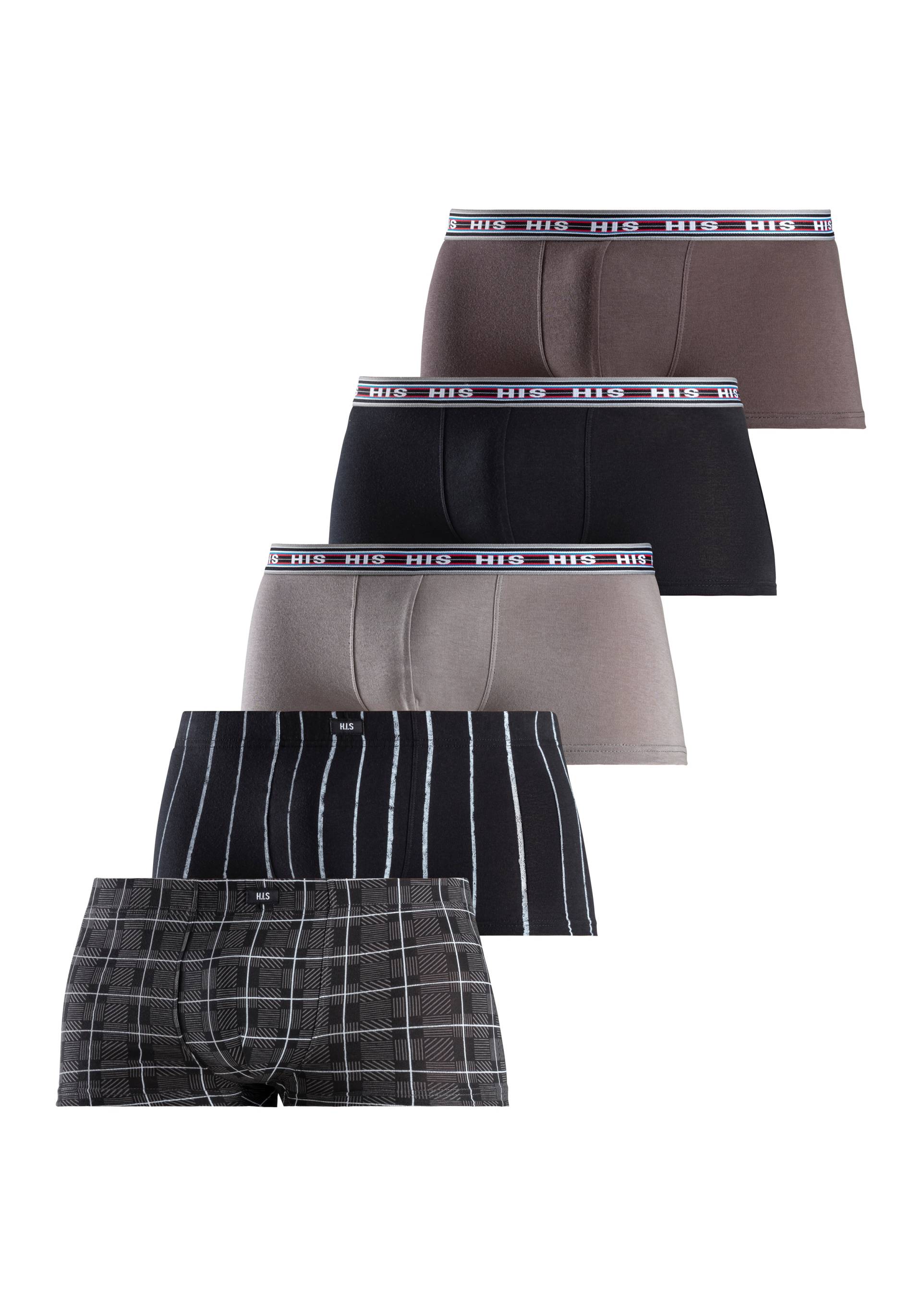 H.I.S Boxershorts, (Packung, 5 St.), in Hipster-Form aus Baumwoll-Stretch von H.I.S