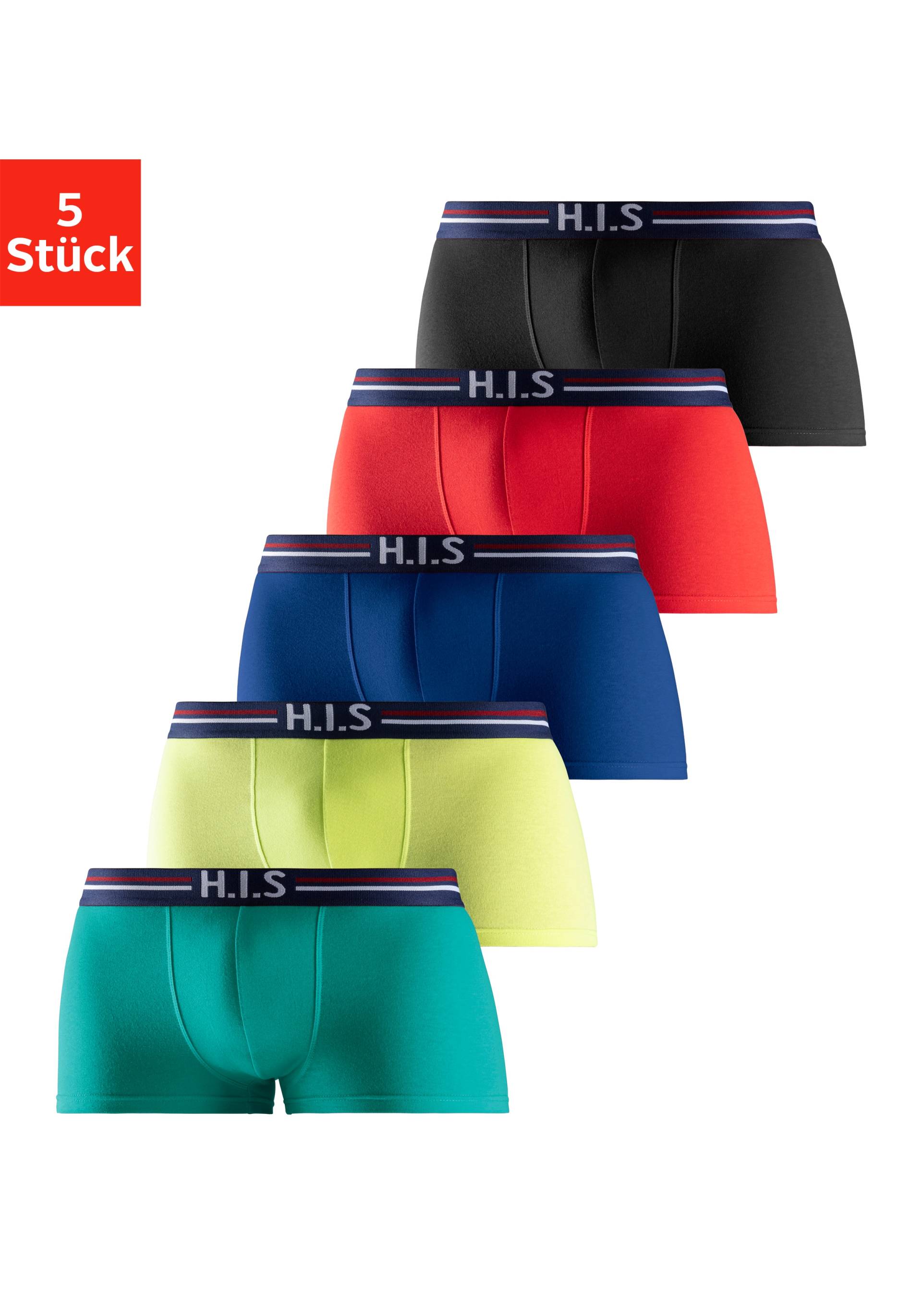 H.I.S Hipster, (Packung, 5 St.), knapp sitzende Boxershorts mit Streifen aus Baumwollmischung von H.I.S