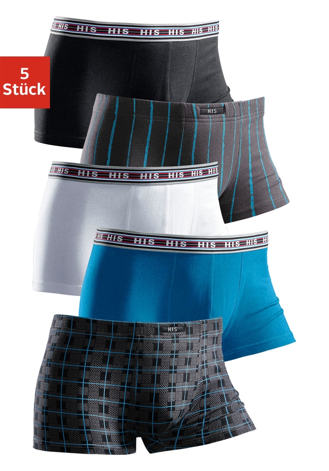 H.I.S Hipster, (Packung, 5 St.), knapp sitzende Boxershorts aus Baumwoll-Stretch von H.I.S