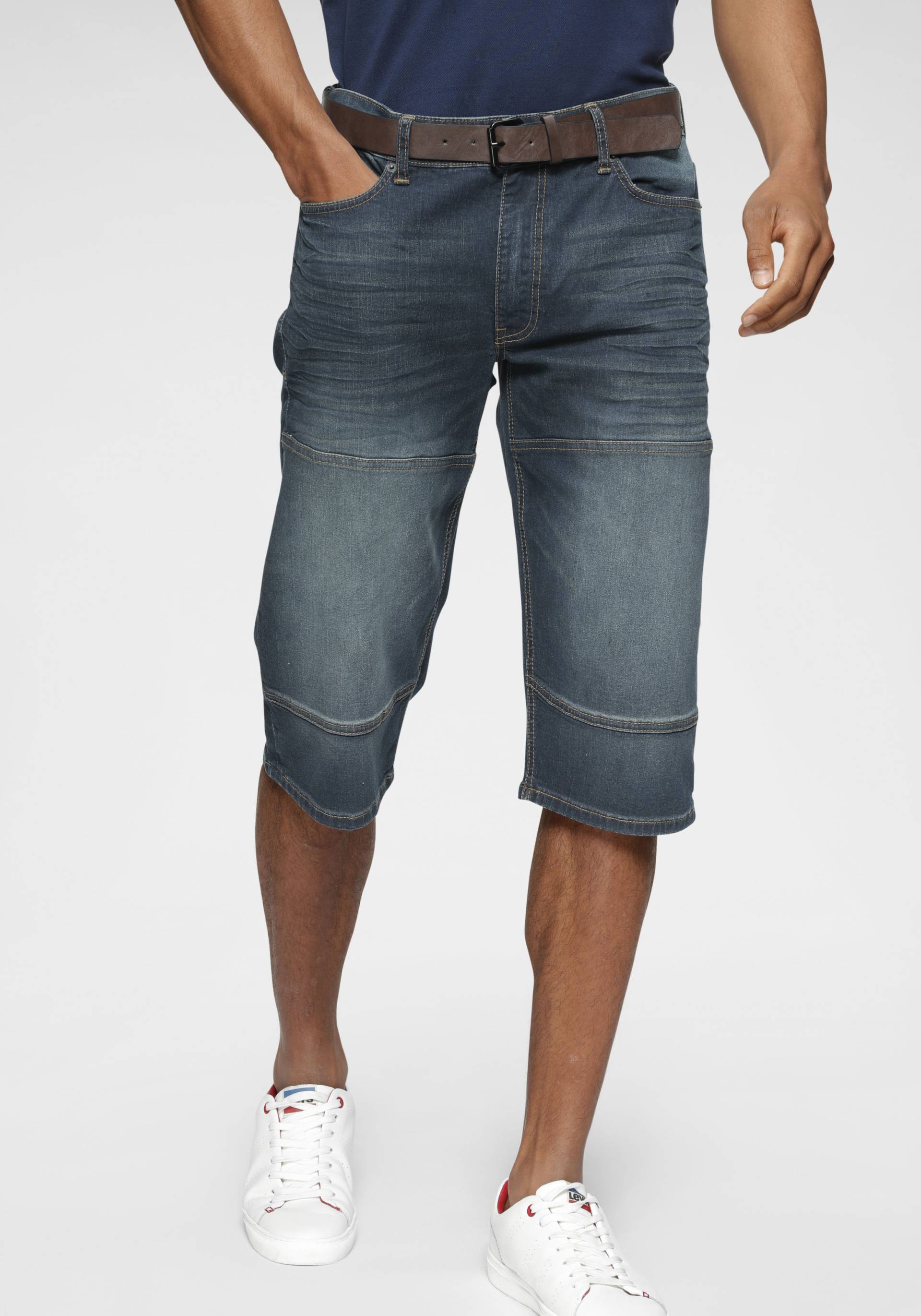 H.I.S Jeansbermudas »HANTZ«, (Set, 2 tlg., mit abnehmbarem Gürtel), Ökologische, wassersparende Produktion durch Ozon Wash von H.I.S