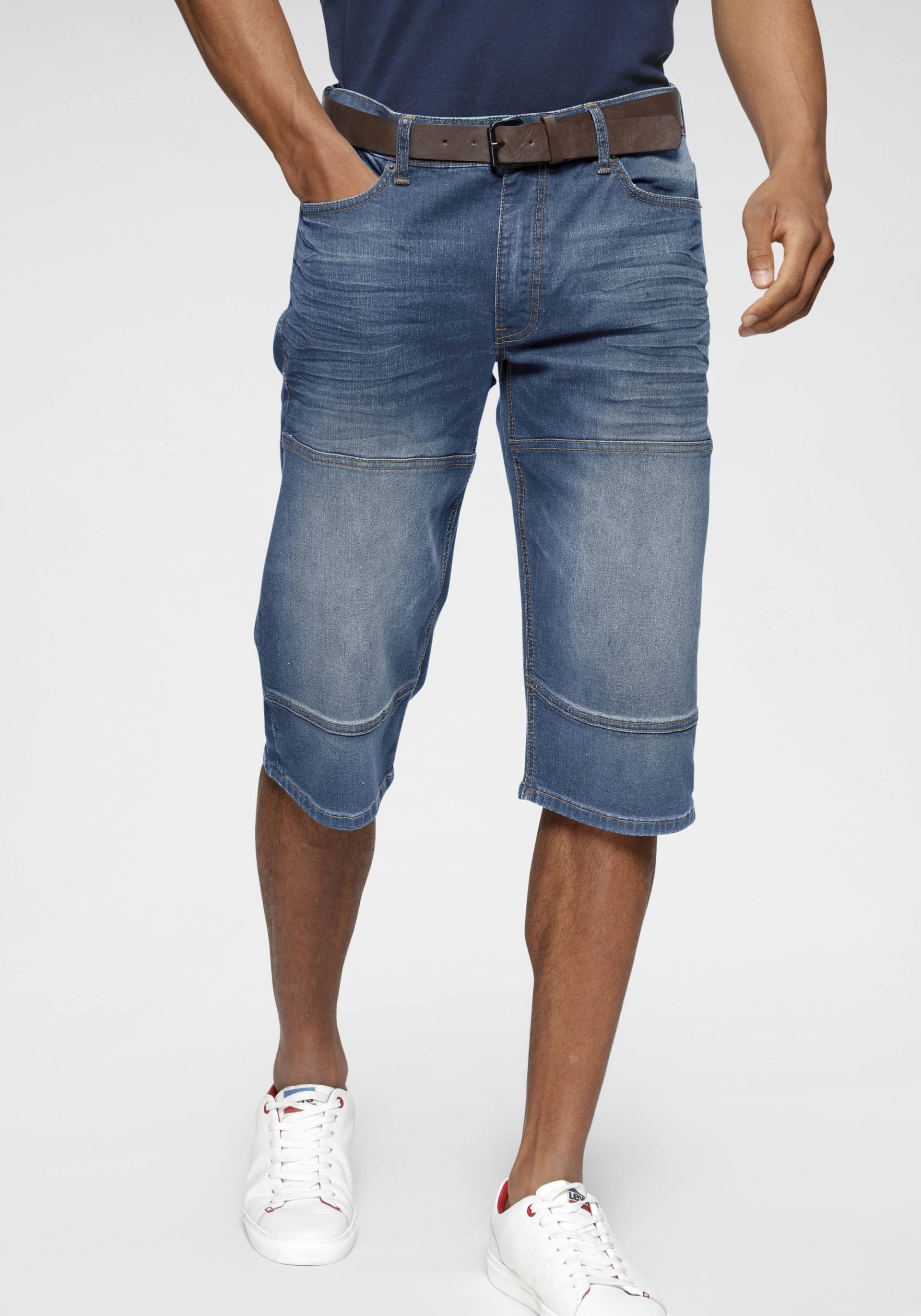 H.I.S Jeansbermudas »HANTZ«, (Set, 2 tlg., mit abnehmbarem Gürtel), Ökologische, wassersparende Produktion durch Ozon Wash von H.I.S