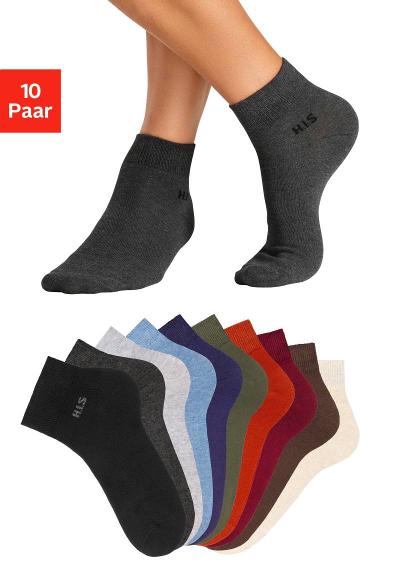 H.I.S Kurzsocken, (Packung, 10 Paar), mit farbigem Innenbund von H.I.S