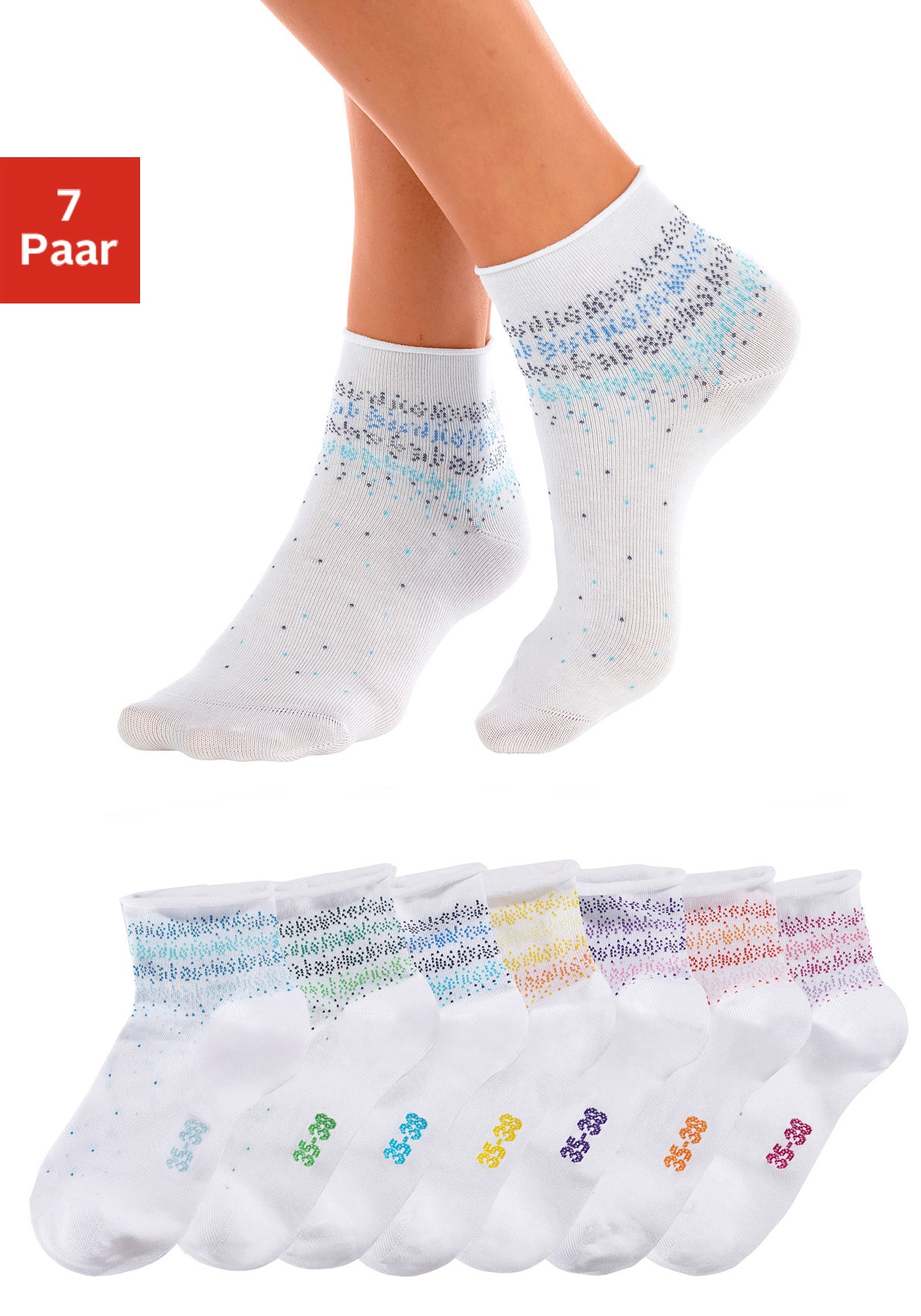 H.I.S Kurzsocken, (Packung, 7 Paar), mit Pünktchen Muster von H.I.S