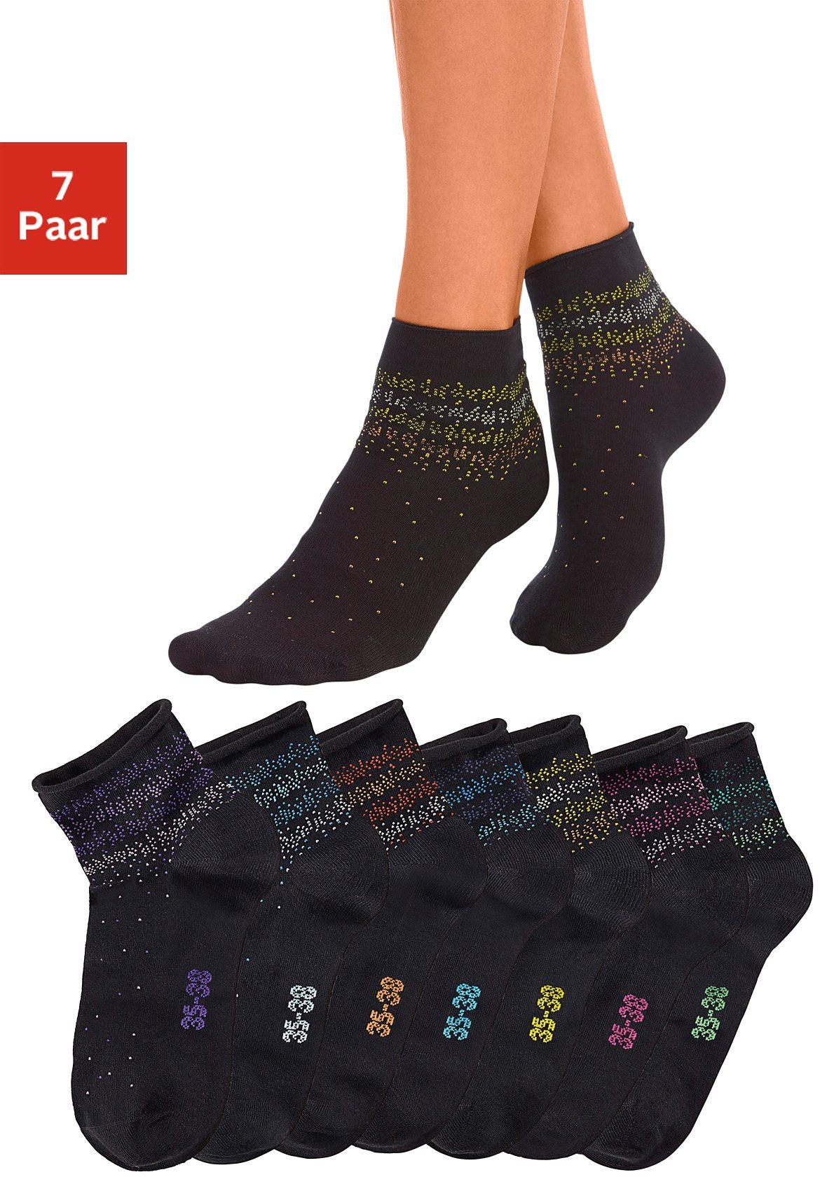 H.I.S Kurzsocken, (Packung, 7 Paar), mit Pünktchen Muster von H.I.S