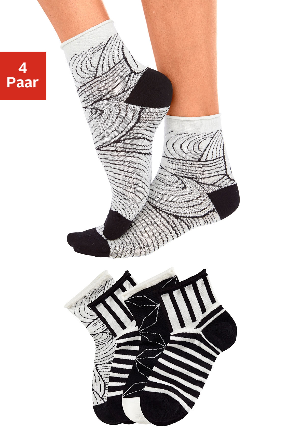 H.I.S Kurzsocken, (Packung, 4 Paar), in unterschiedlichen Designs von H.I.S