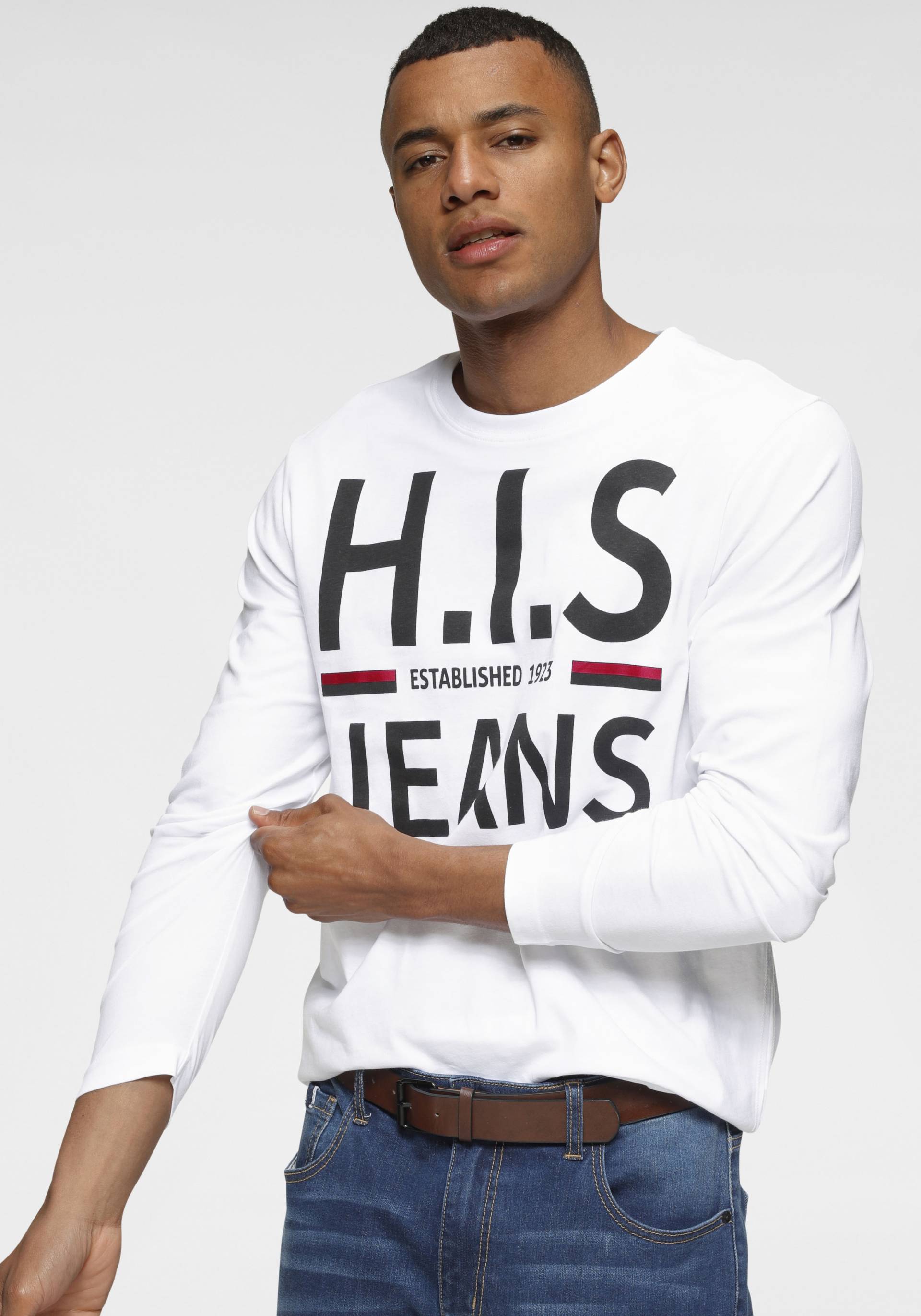 H.I.S Langarmshirt, Langarm, schmaler Basic-Schnitt, bedrucktes Design von H.I.S