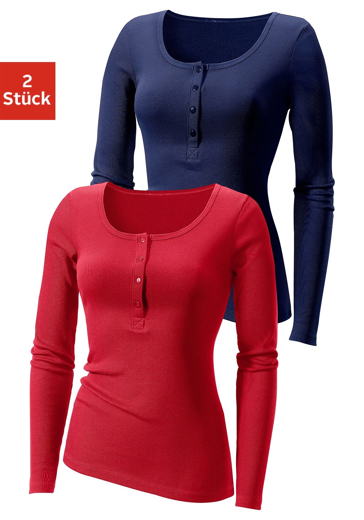 H.I.S Langarmshirt »mit kurzer Knopfleiste«, aus modischer Rippqualität H.I.S Langarmshirt »mit kurzer Knopfleiste«, aus modischer Rippqualität von H.I.S