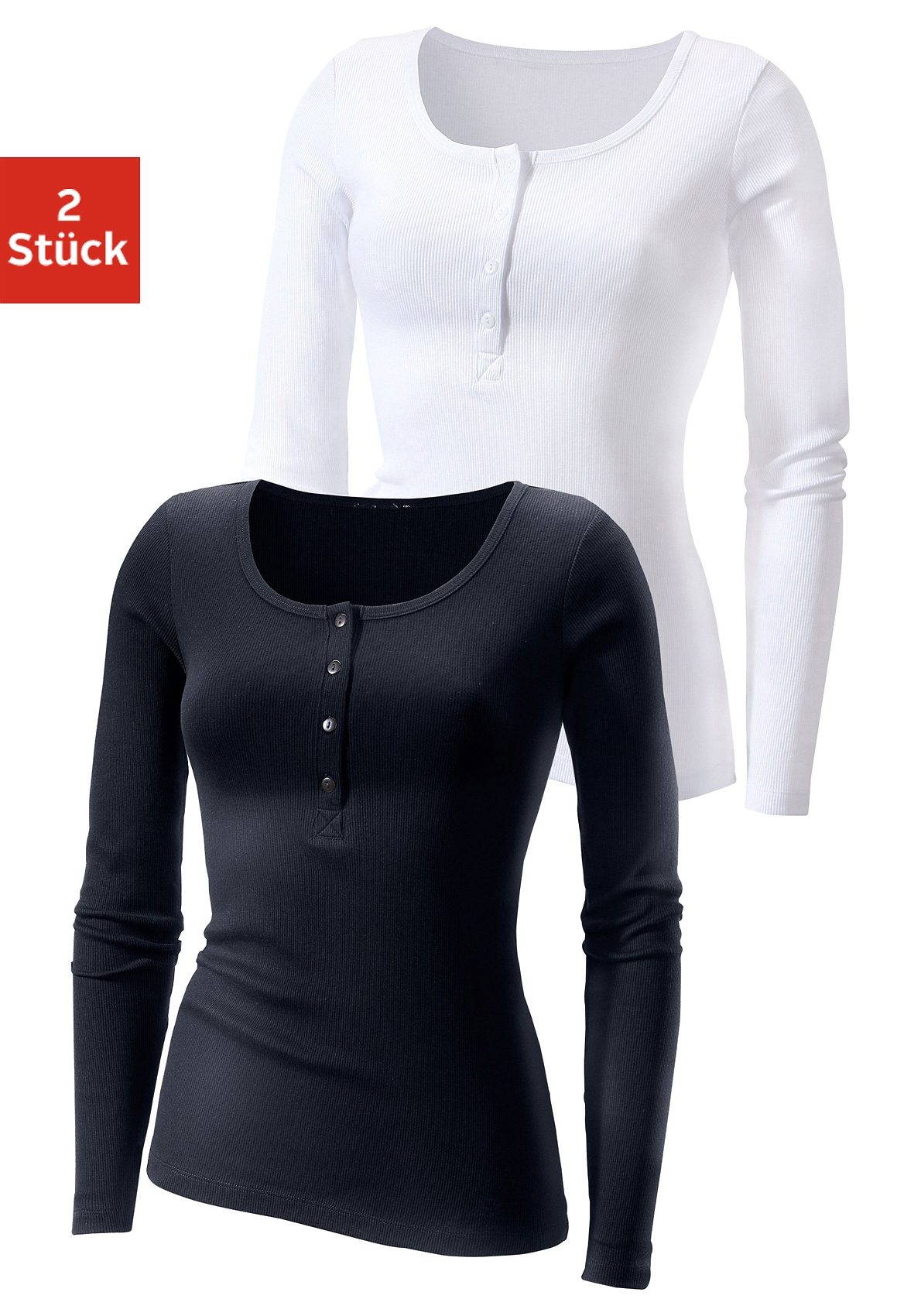 H.I.S Langarmshirt »mit kurzer Knopfleiste«, aus modischer Rippqualität H.I.S Langarmshirt »mit kurzer Knopfleiste«, aus modischer Rippqualität von H.I.S