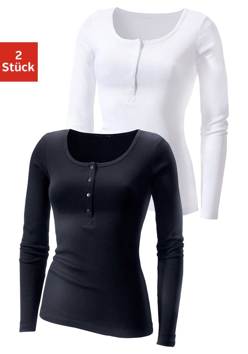 H.I.S Langarmshirt »mit kurzer Knopfleiste«, aus modischer Rippqualität H.I.S Langarmshirt »mit kurzer Knopfleiste«, aus modischer Rippqualität von H.I.S