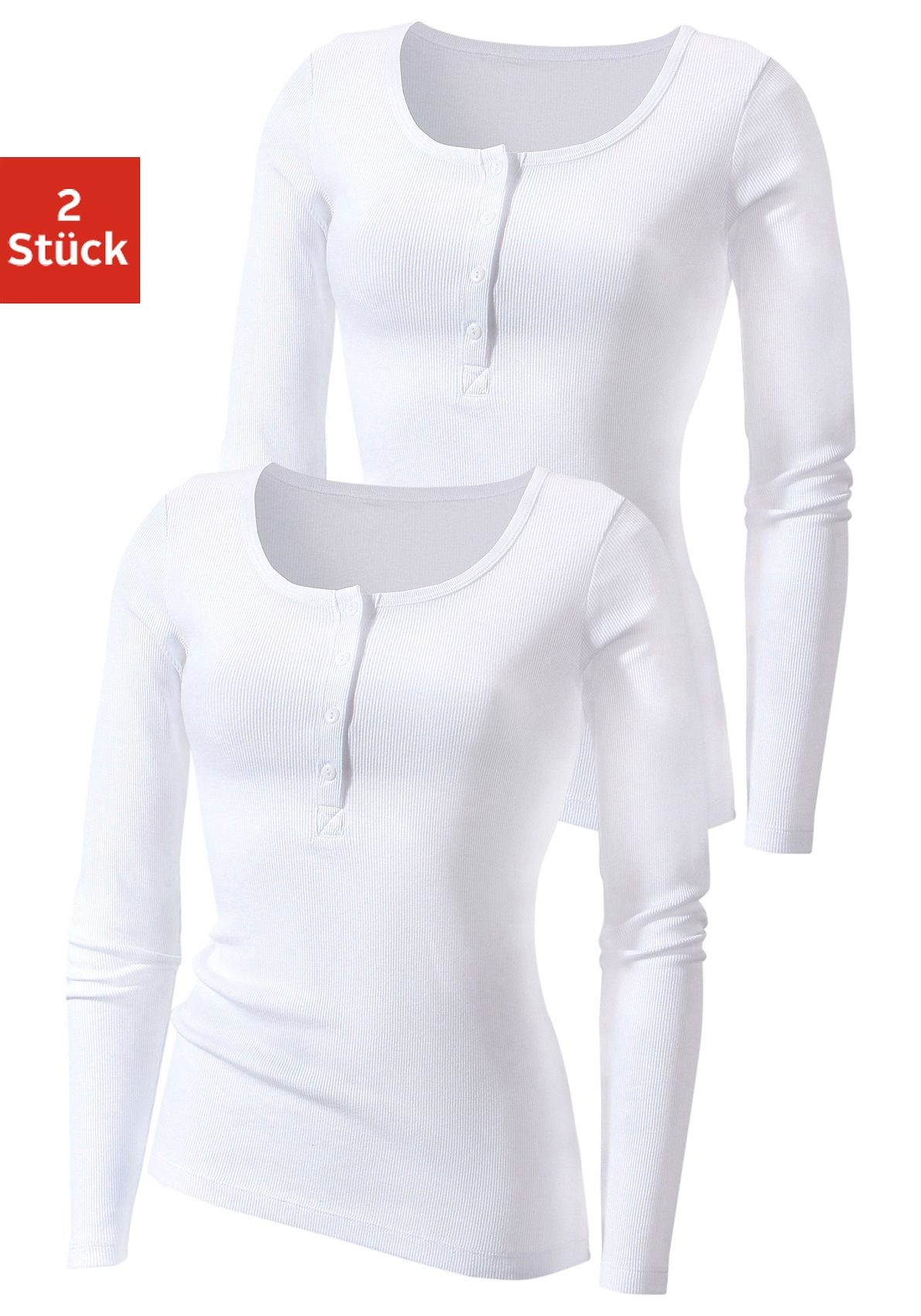 H.I.S Langarmshirt »mit kurzer Knopfleiste«, aus modischer Rippqualität H.I.S Langarmshirt »mit kurzer Knopfleiste«, aus modischer Rippqualität von H.I.S