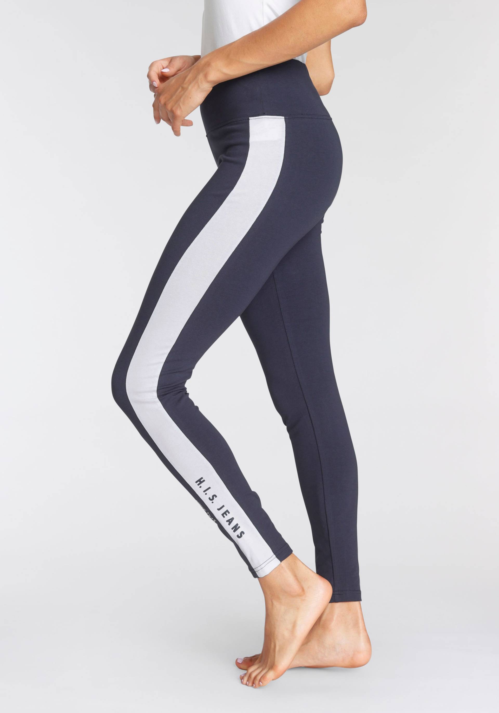 H.I.S Leggings, mit weissem Seitenstreifen und Logodruck H.I.S Leggings, mit weissem Seitenstreifen und Logodruck von H.I.S